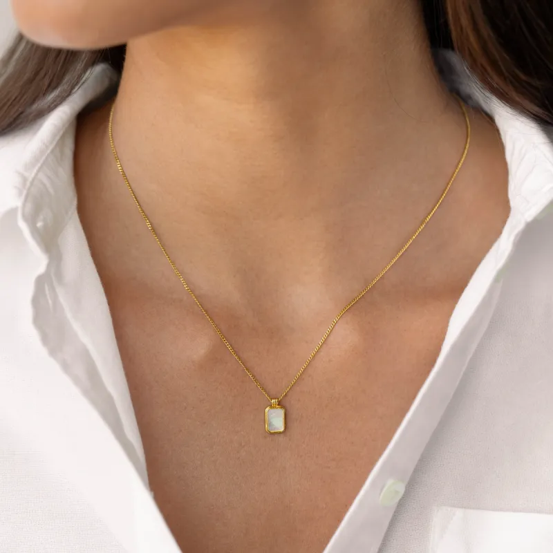 Mother of Pearl Tag Necklace - Iria sold by Linjer