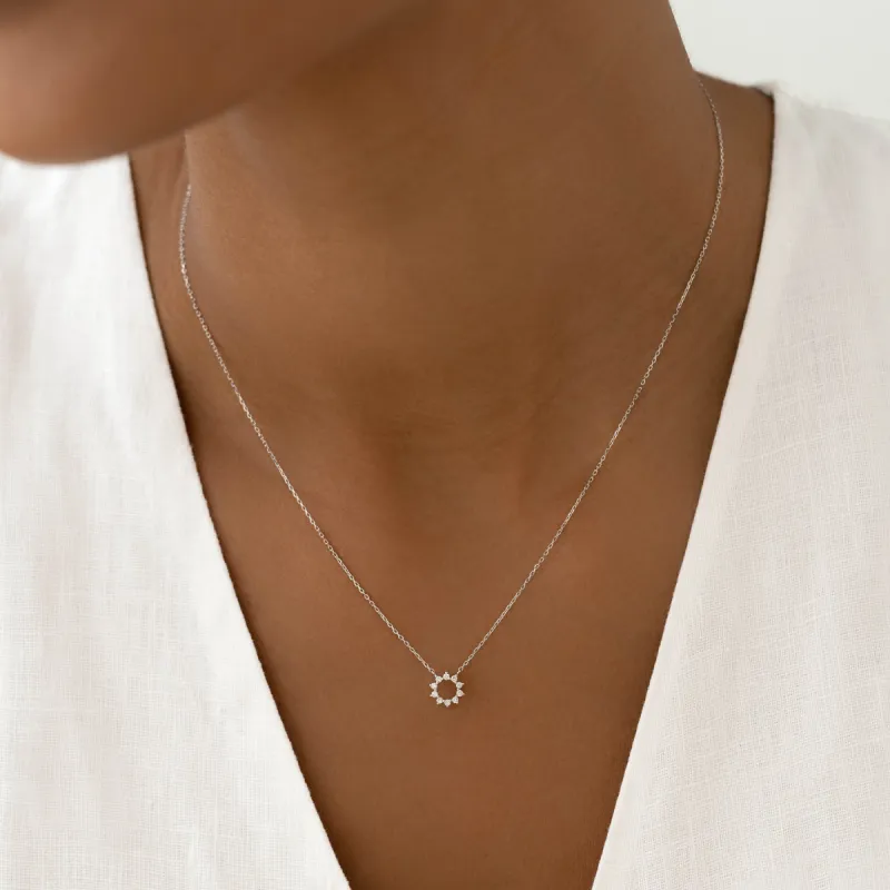 Diamond Sun Necklace White Gold - Lova sold by Linjer