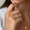 Baguette Ring London Blue Topaz 14k Gold - Synne sold by Linjer