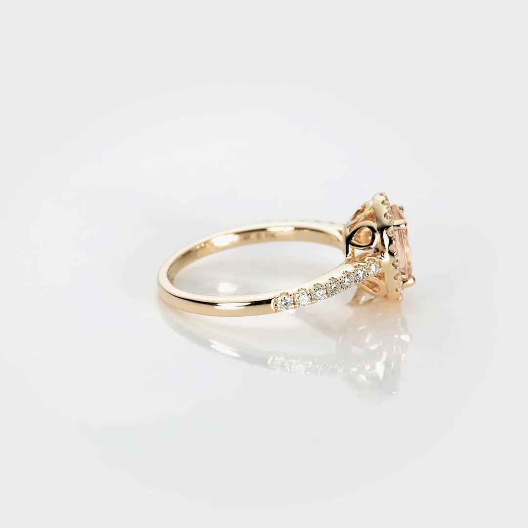 Oval Morganite Halo Ring 14k Gold - Suna sold by Linjer product image thumbnail 5