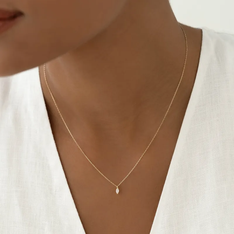 Marquise Diamond Necklace 14k Gold - Aletta sold by Linjer