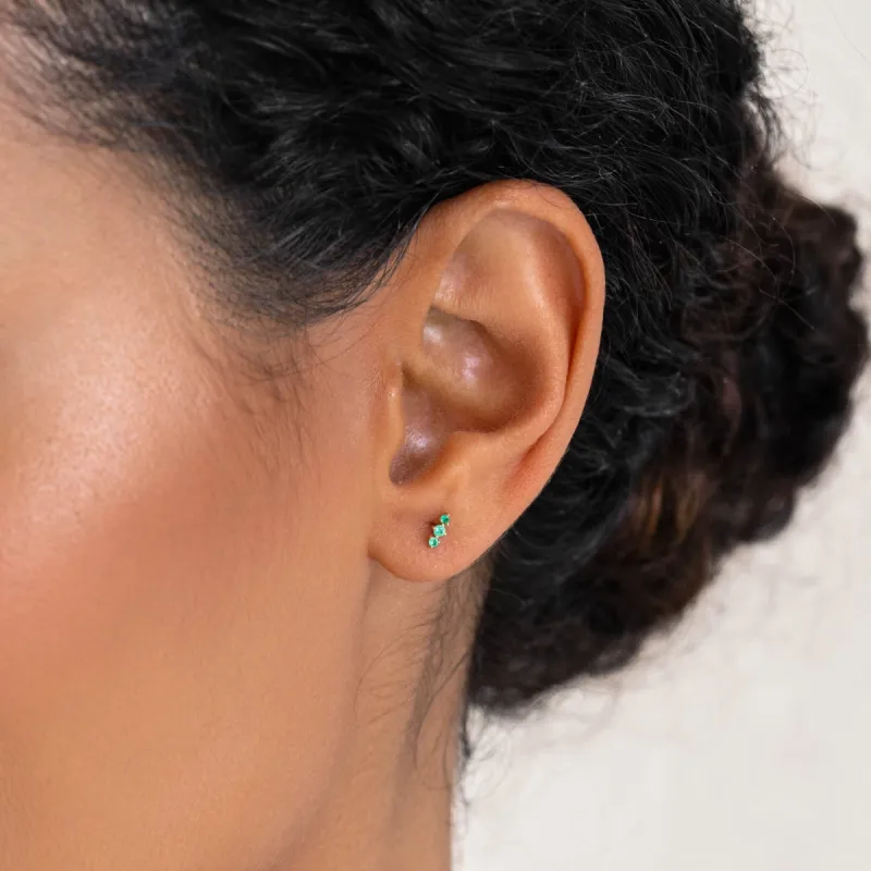 Trio Emerald Stud Earrings 14k Gold - Yara sold by Linjer