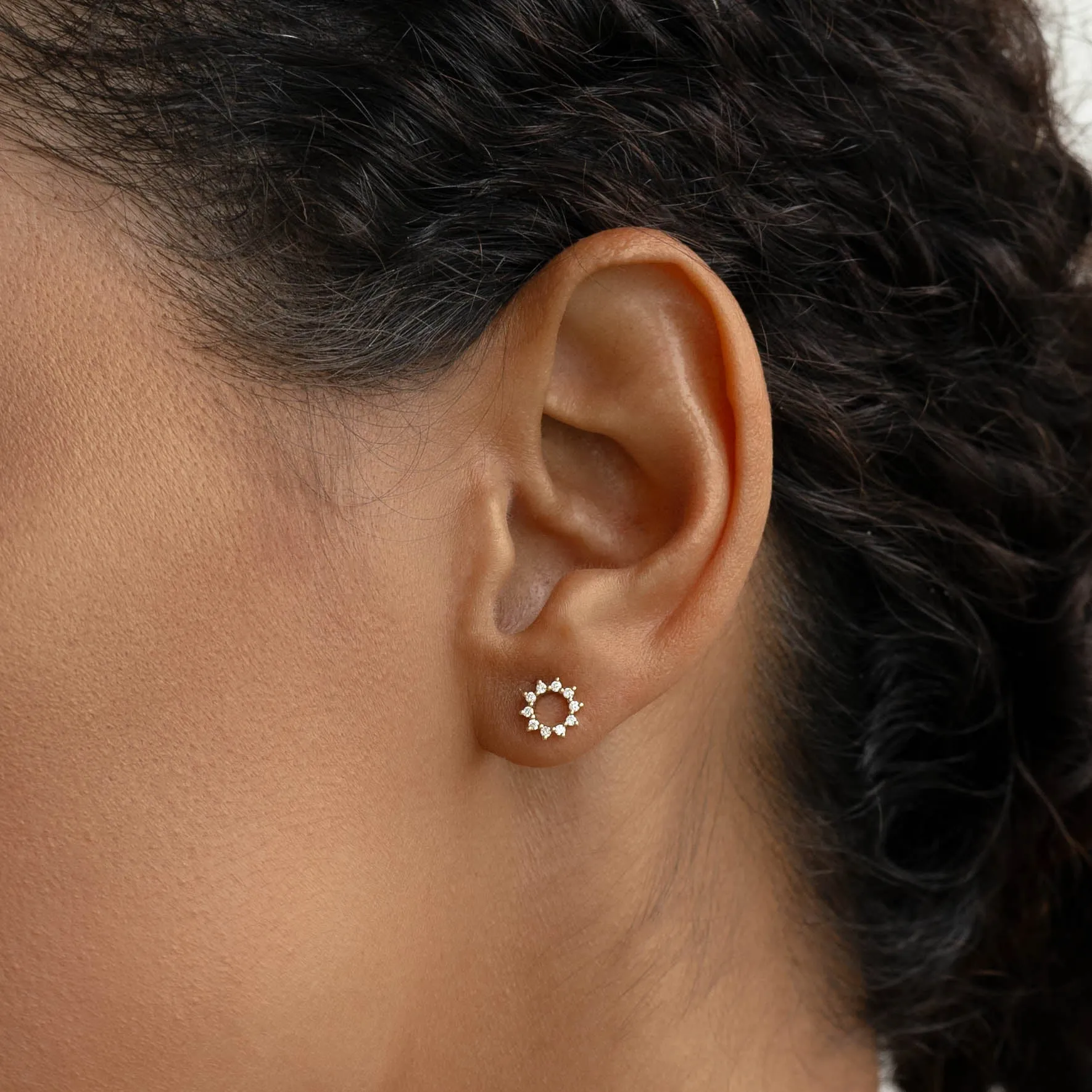 Diamond Sun Earrings 14k Gold - Emmeline sold by Linjer