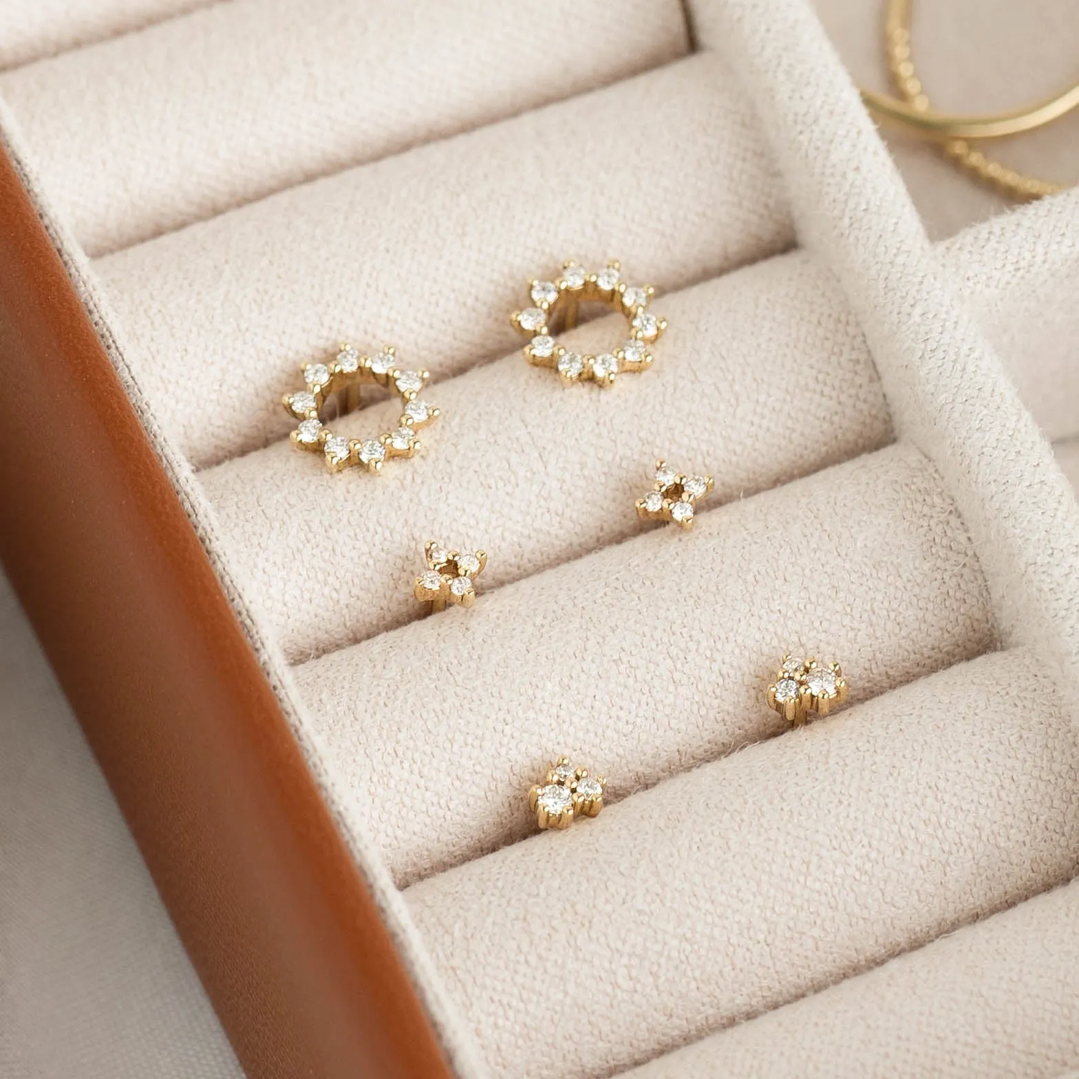 Diamond Sun Earrings 14k Gold - Emmeline sold by Linjer product image thumbnail 3