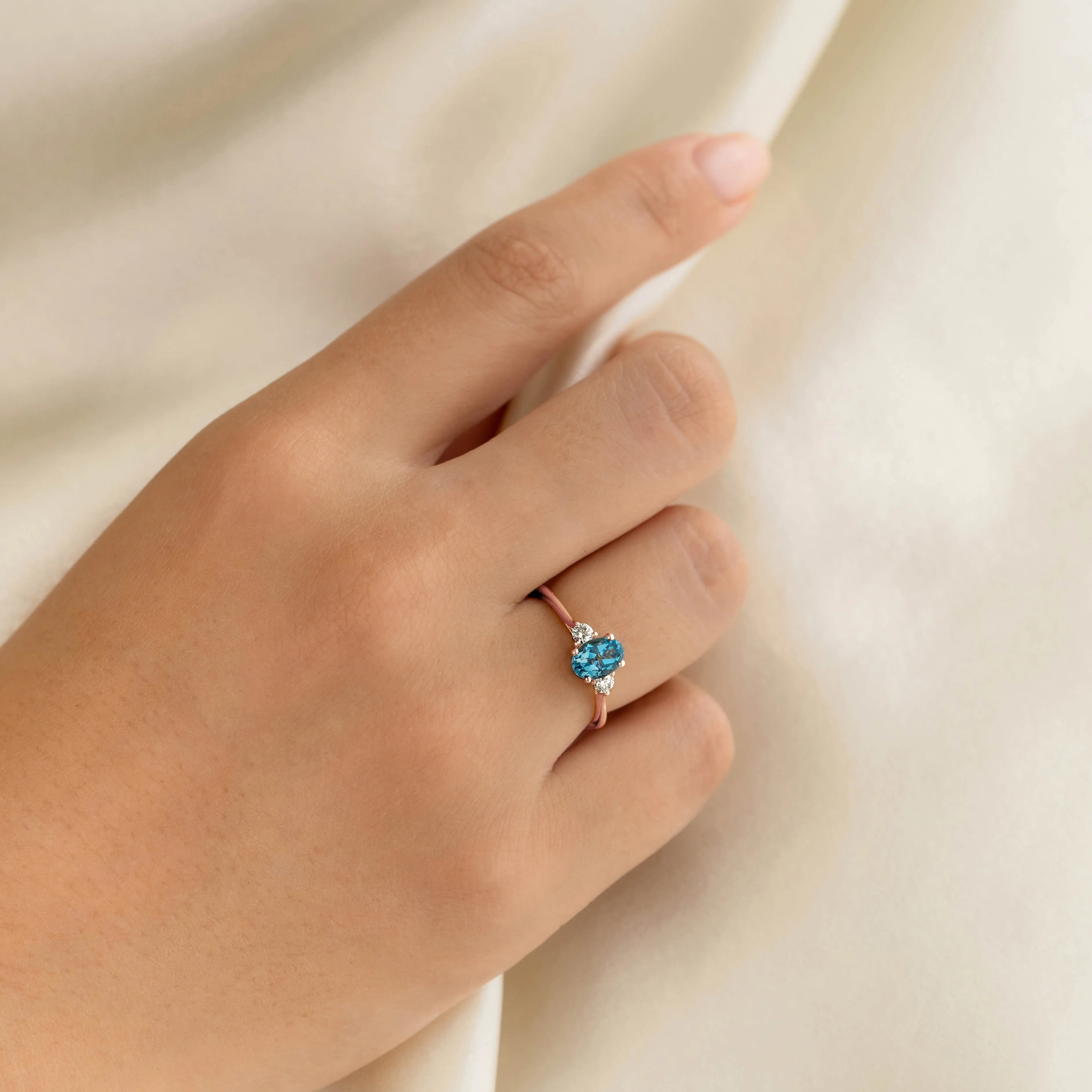 Swiss Blue Topaz and Diamond Ring Rose Gold - Kindra sold by Linjer product image thumbnail 2