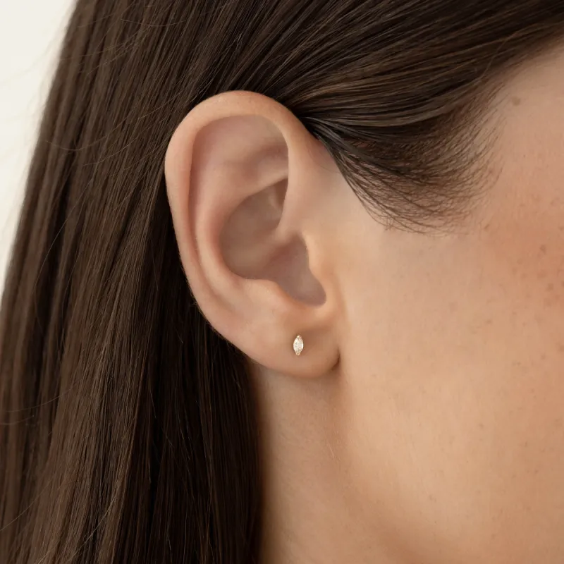 Marquise Diamond Stud Earrings 14k Gold - Ardelle sold by Linjer