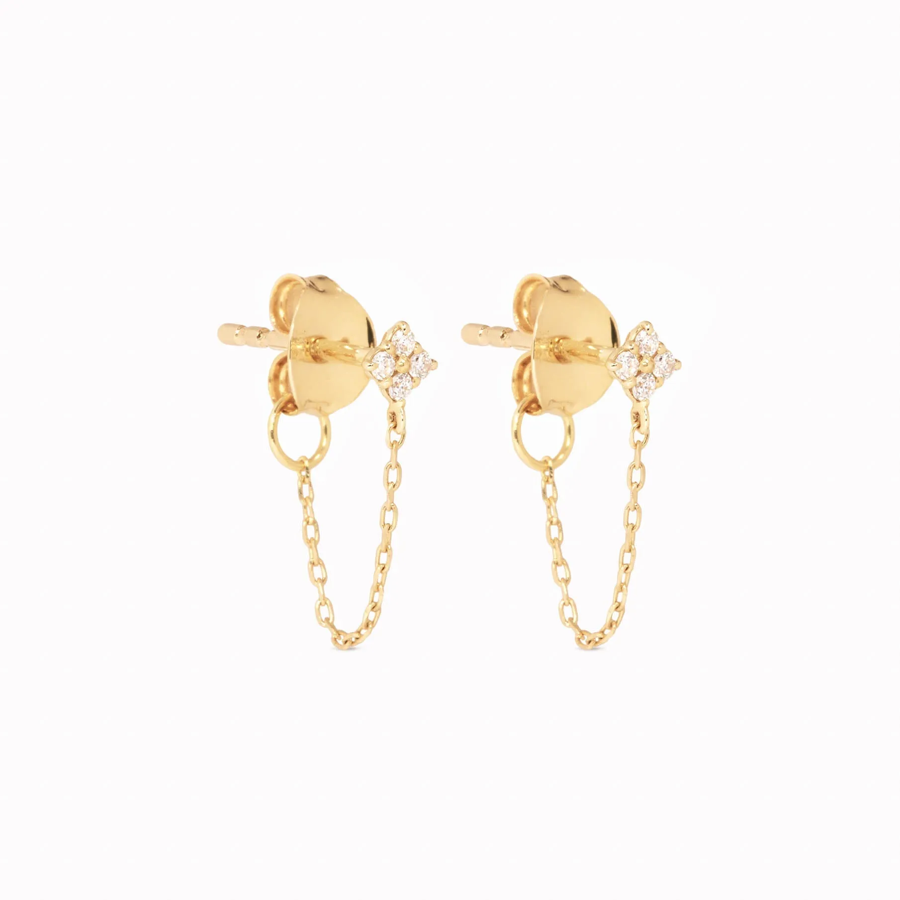 Diamond Chain Earrings 14k Gold - Alva sold by Linjer product image thumbnail 2