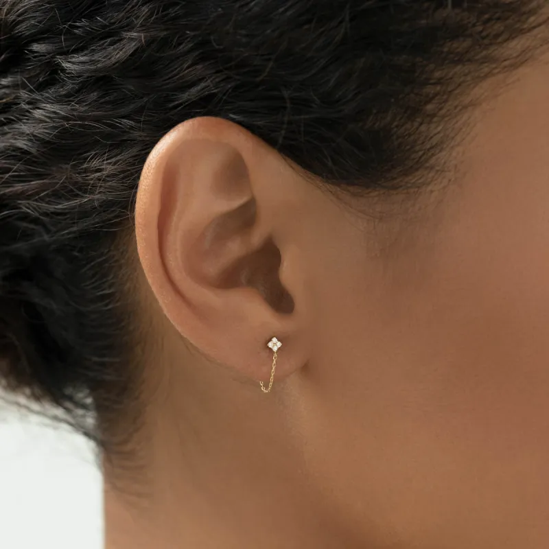 Diamond Chain Earrings 14k Gold - Alva sold by Linjer