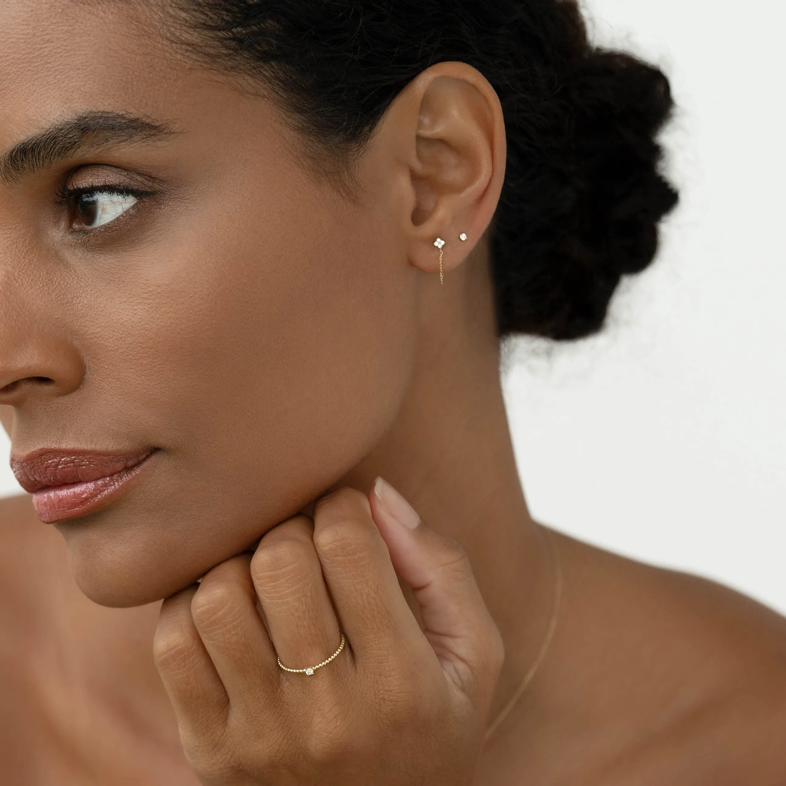 Diamond Chain Earrings 14k Gold - Alva sold by Linjer product image thumbnail 3