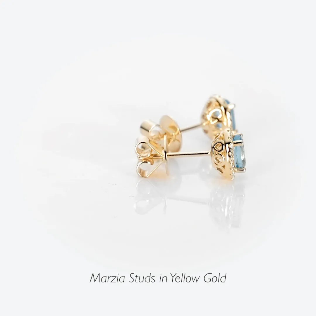 Swiss Blue Topaz Halo Stud Earrings Rose Gold - Marzia sold by Linjer product image thumbnail 5