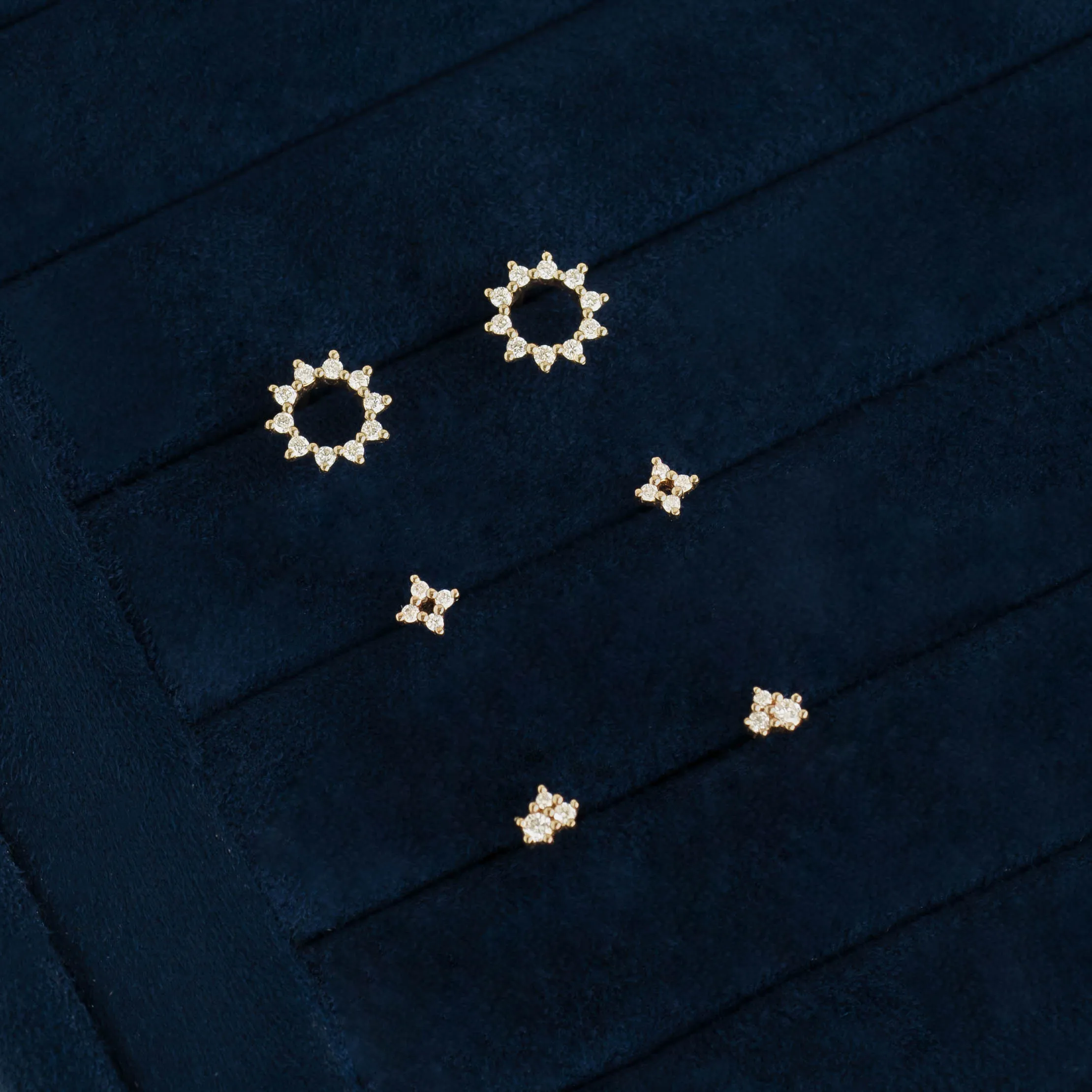 Diamond Cluster Earrings 14k Gold - Catina sold by Linjer product image thumbnail 3