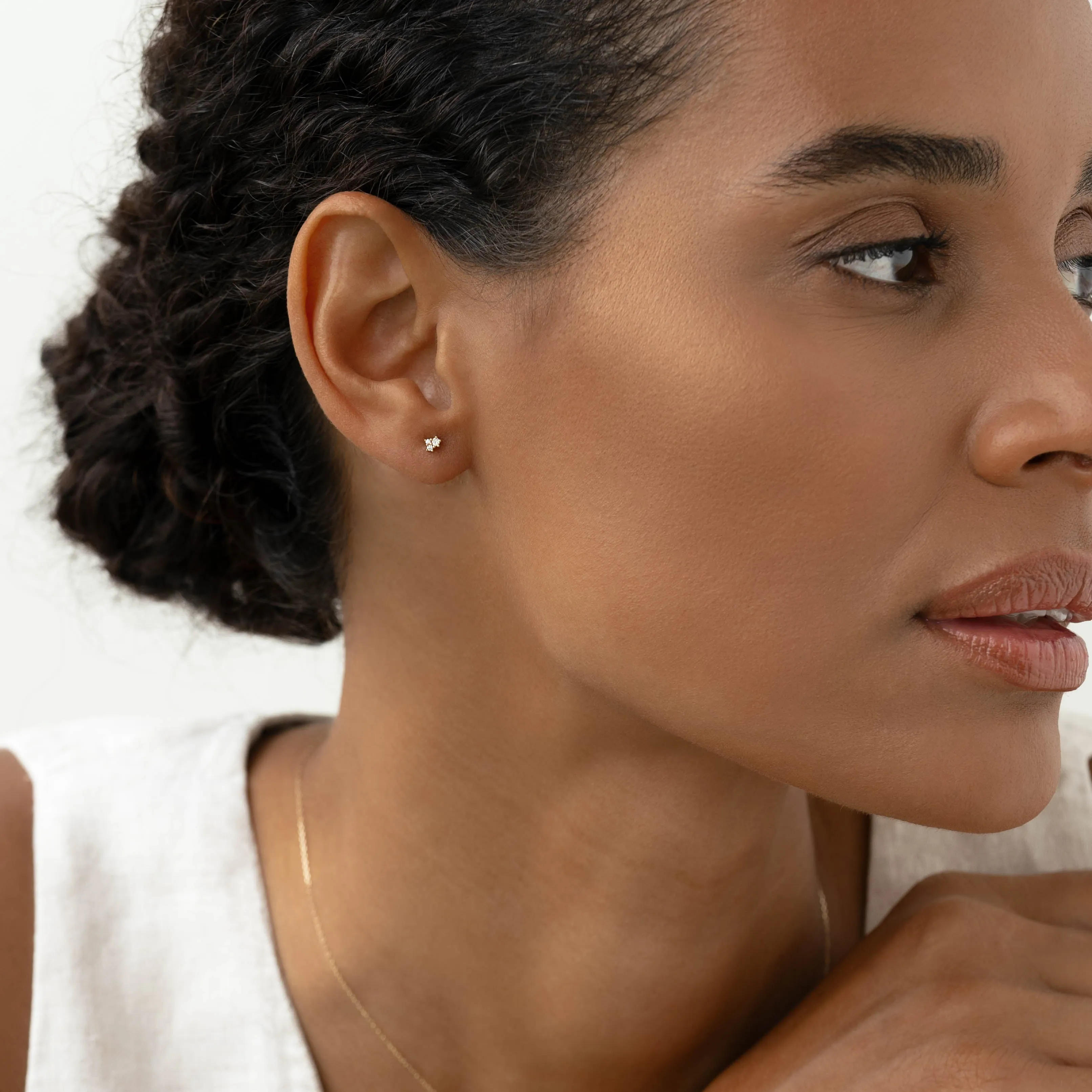 Diamond Cluster Earrings 14k Gold - Catina sold by Linjer product image thumbnail 4