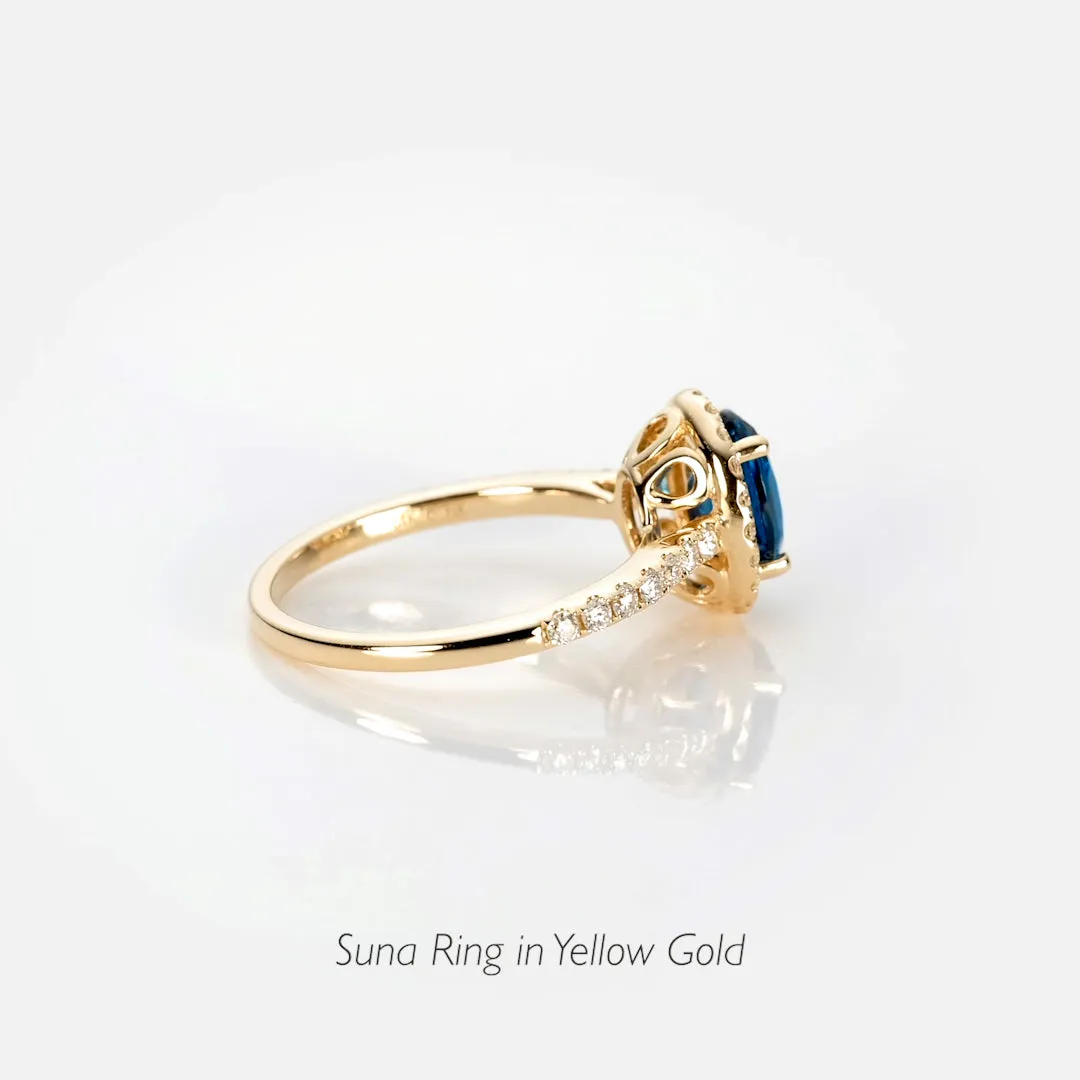 Oval London Blue Topaz Halo Ring Rose Gold - Suna sold by Linjer product image thumbnail 4