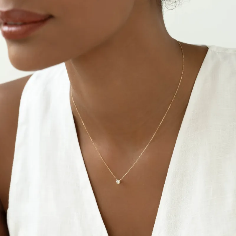 Bezel Set Diamond Necklace 14k Gold - Thais sold by Linjer