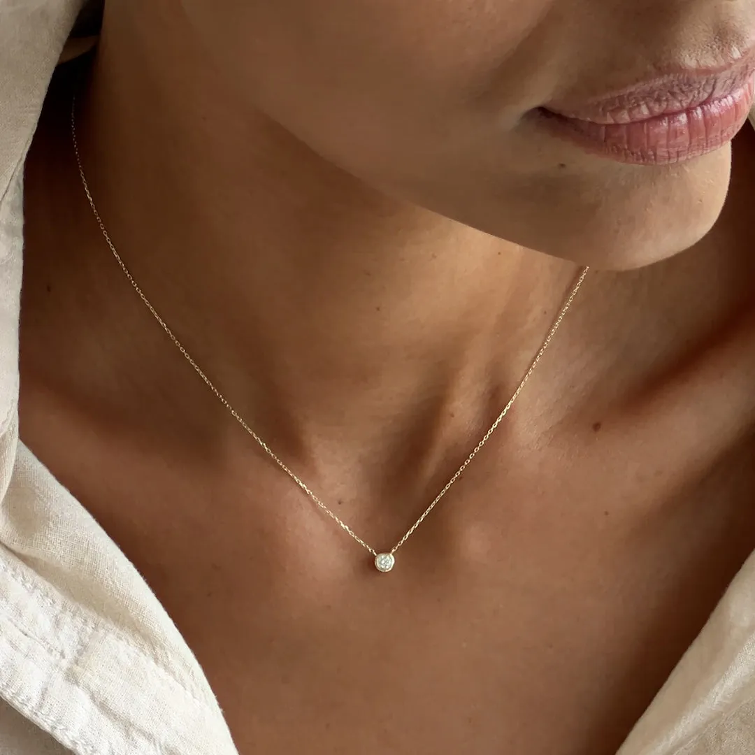 Bezel Set Diamond Necklace 14k Gold - Thais sold by Linjer product image thumbnail 4