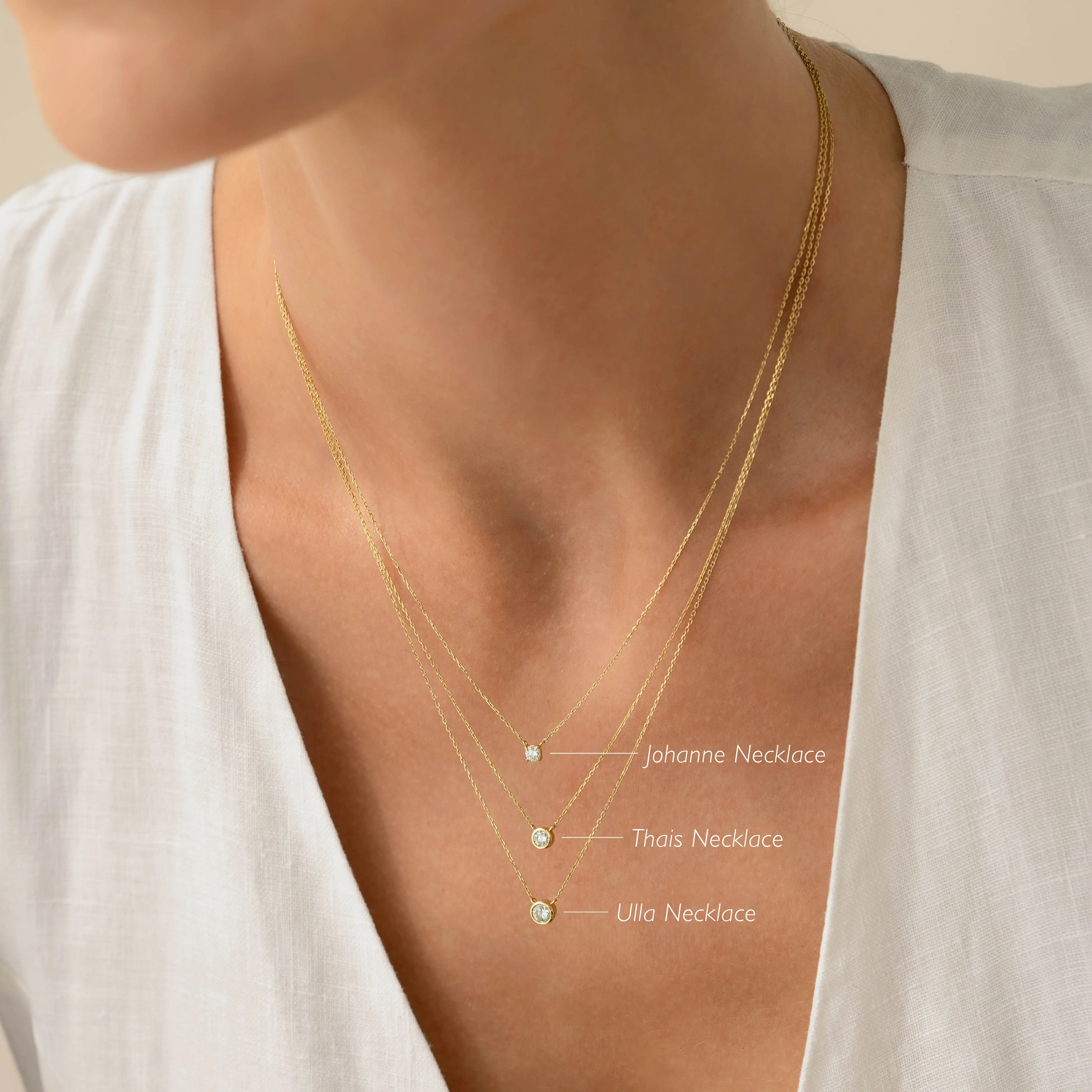 Bezel Set Diamond Necklace 14k Gold - Thais sold by Linjer product image thumbnail 5