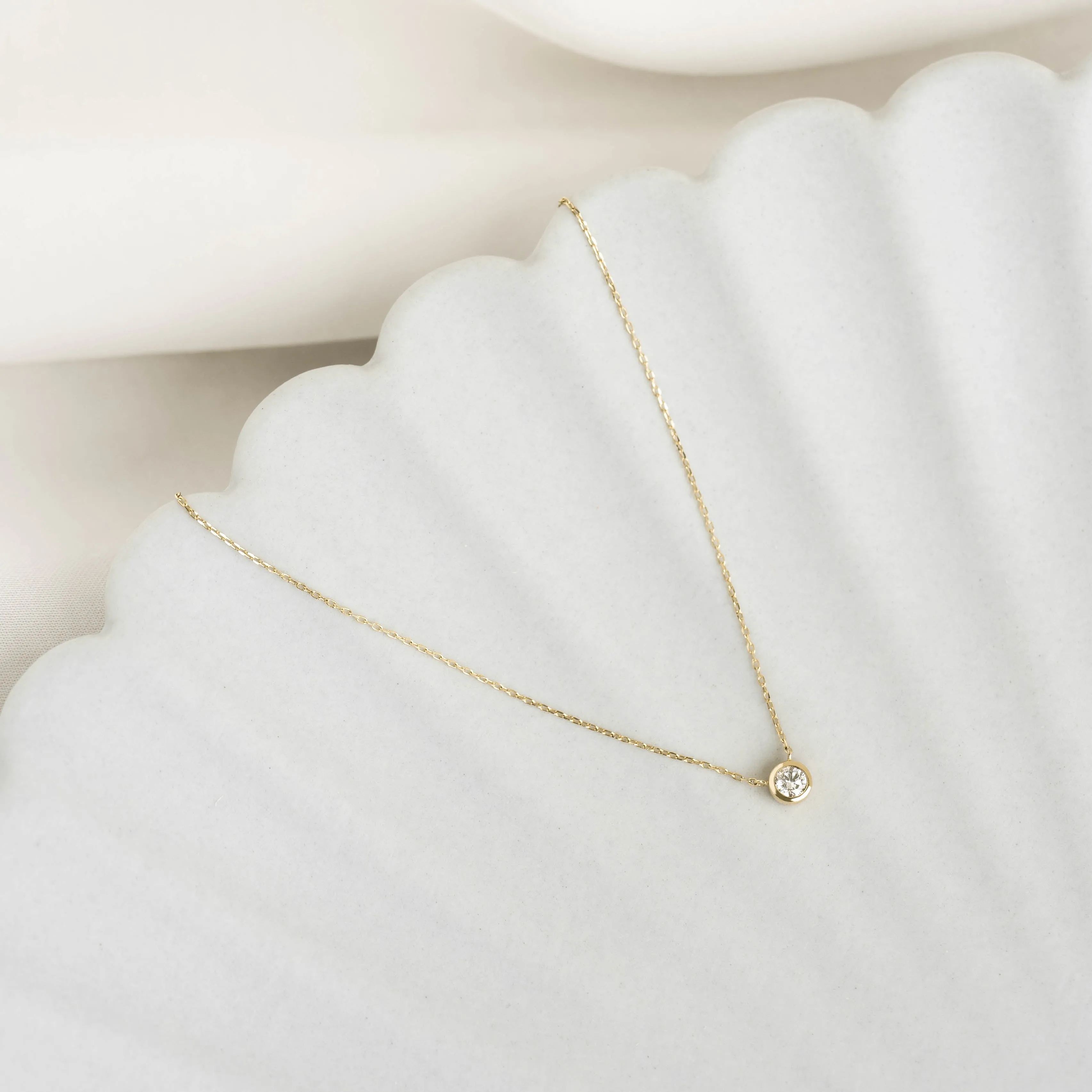 Bezel Set Diamond Necklace 14k Gold - Thais sold by Linjer product image thumbnail 2