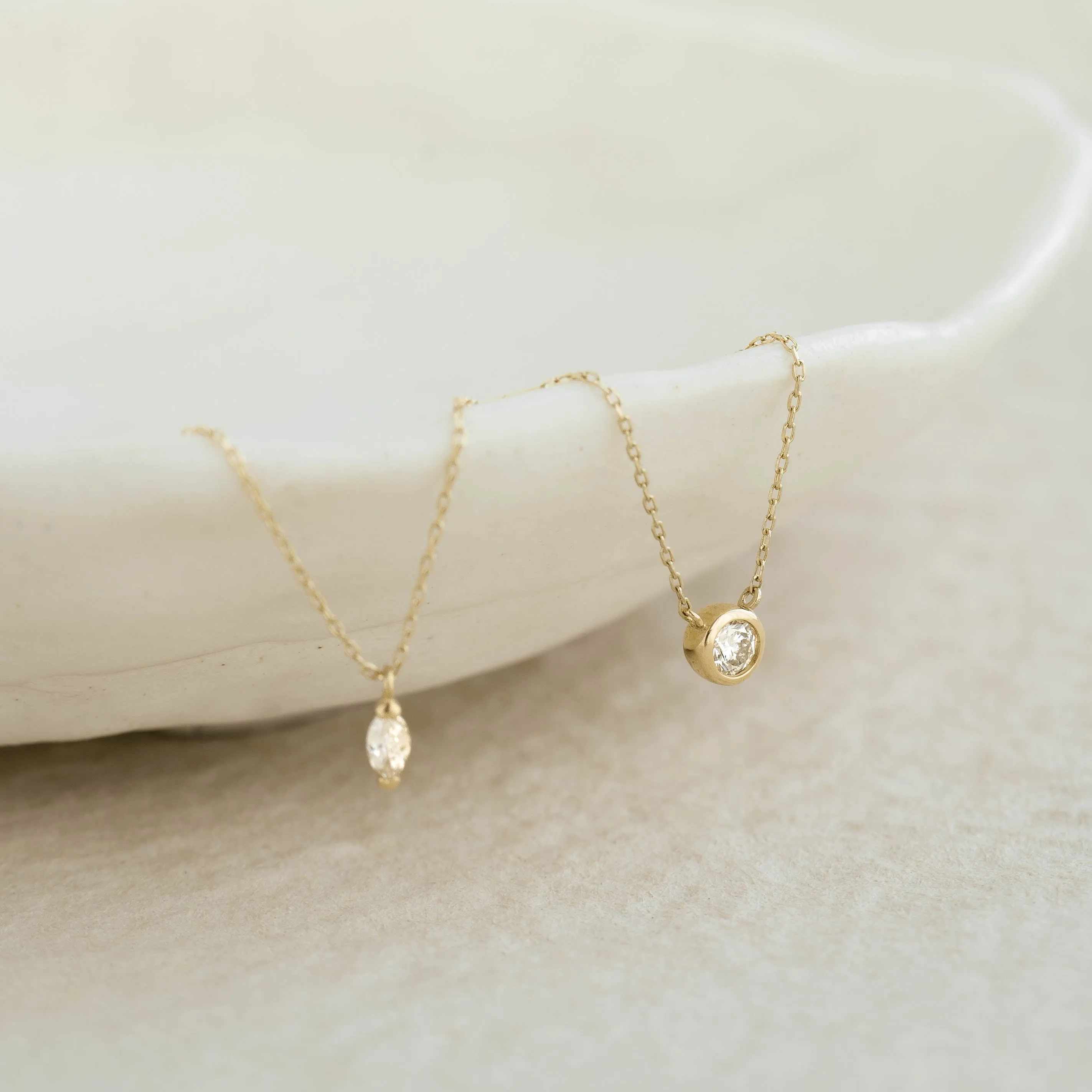 Bezel Set Diamond Necklace 14k Gold - Thais sold by Linjer product image thumbnail 3