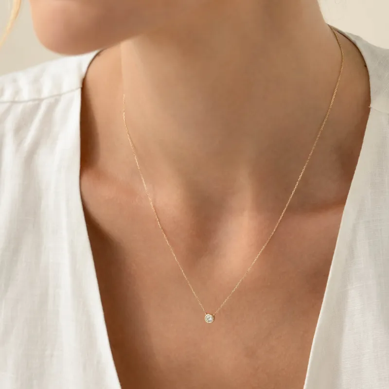 Bezel Set Diamond Necklace 4mm 14k Gold -  Ulla sold by Linjer