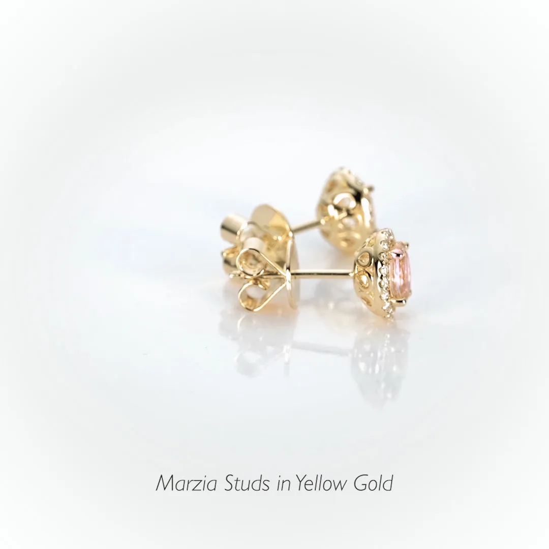 Morganite Halo Stud Earrings 14k Gold - Marzia sold by Linjer product image thumbnail 5