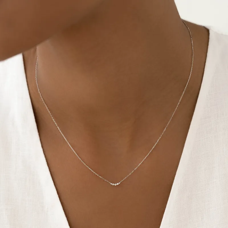 Diamond Curved Bar Necklace White Gold - Jemma sold by Linjer