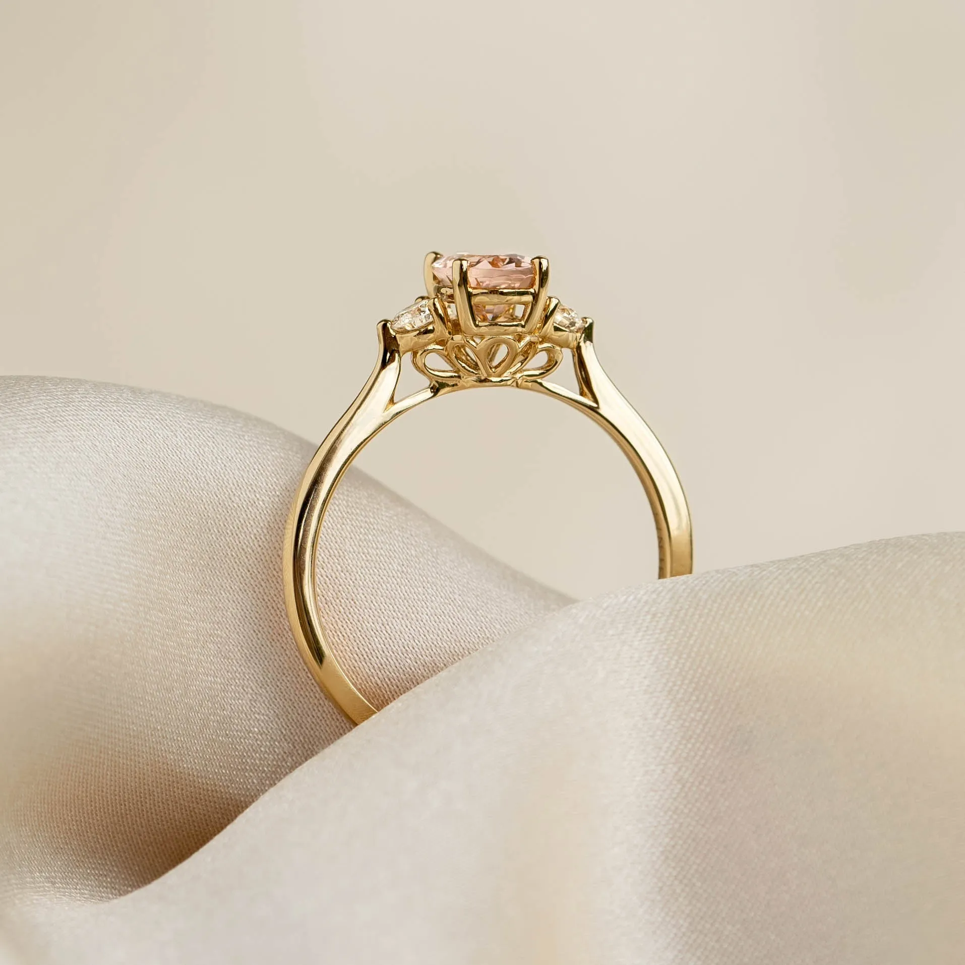 Morganite and Diamond Ring 14k Gold - Kindra sold by Linjer product image thumbnail 4