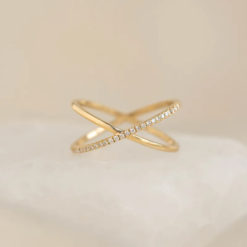 Criss Cross Half Eternity Diamond Ring - Nuria sold by Linjer