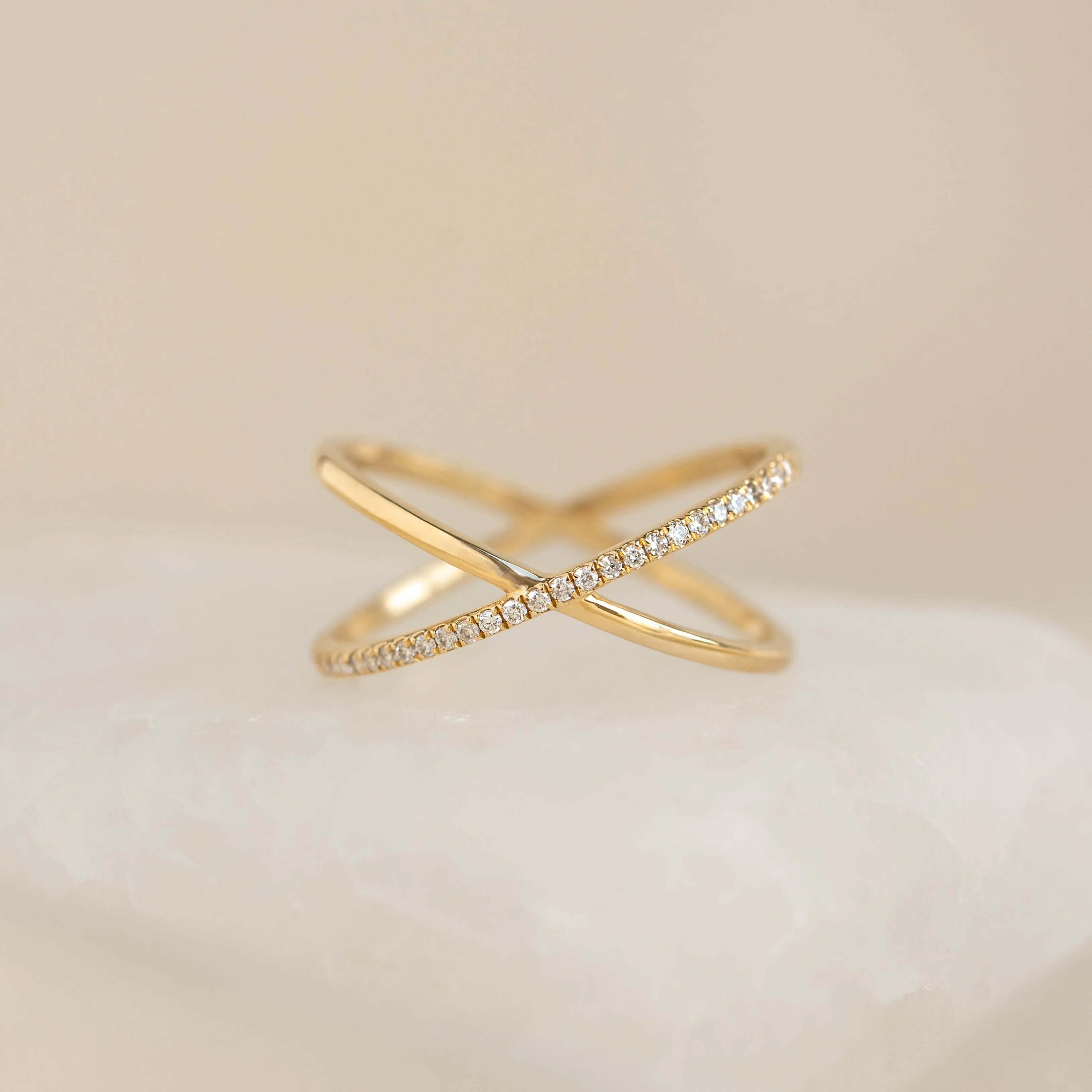 Criss Cross Half Eternity Diamond Ring - Nuria sold by Linjer