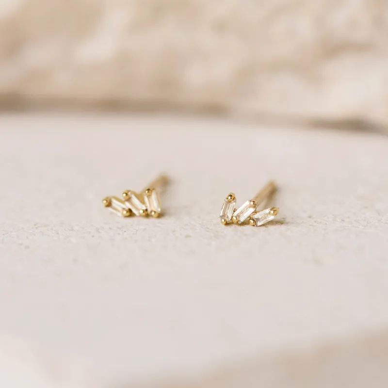 Baguette Cluster Gemstone Stud Earrings - Lovise sold by Linjer