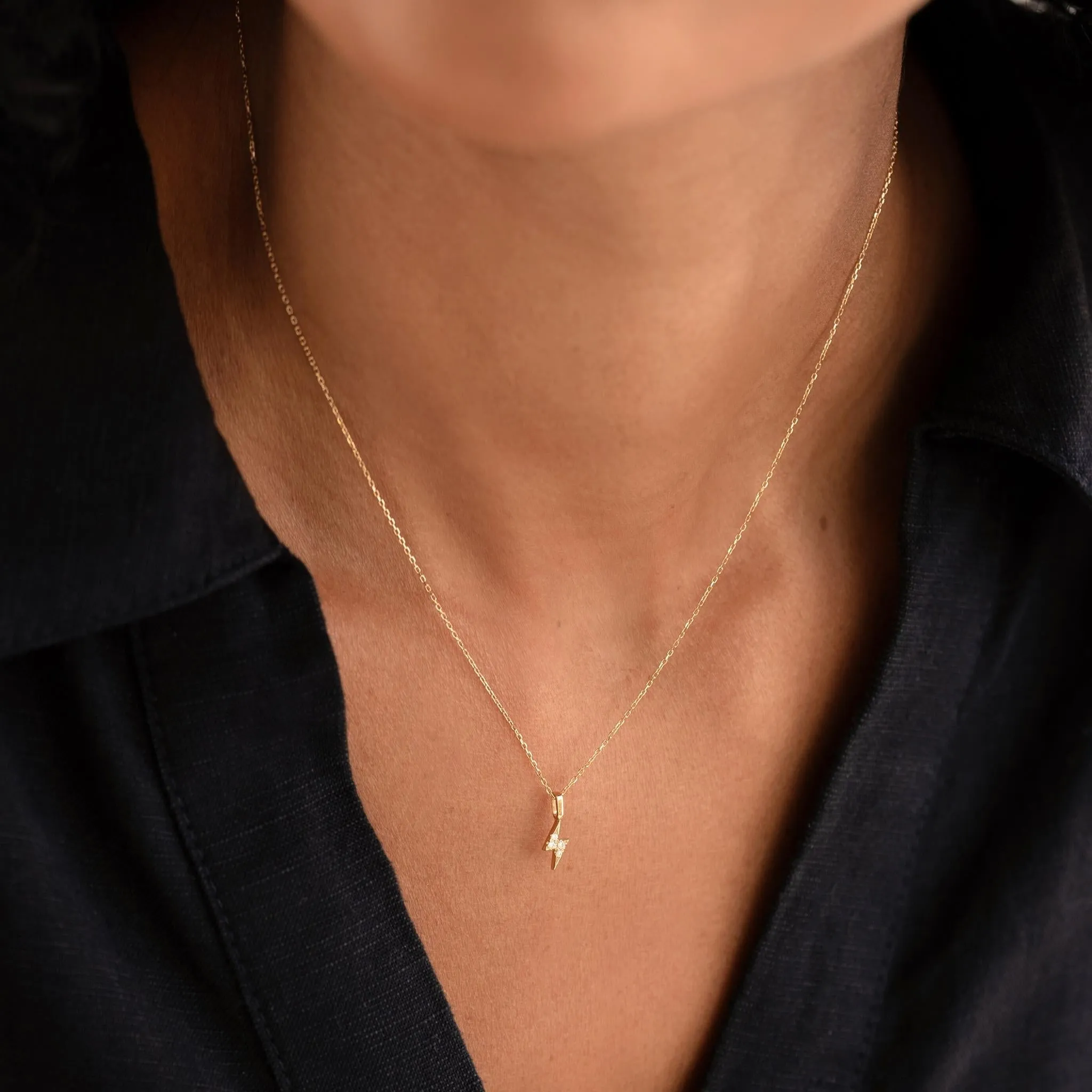 Diamond Lightning Bolt Charm 14k Gold sold by Linjer product image thumbnail 2