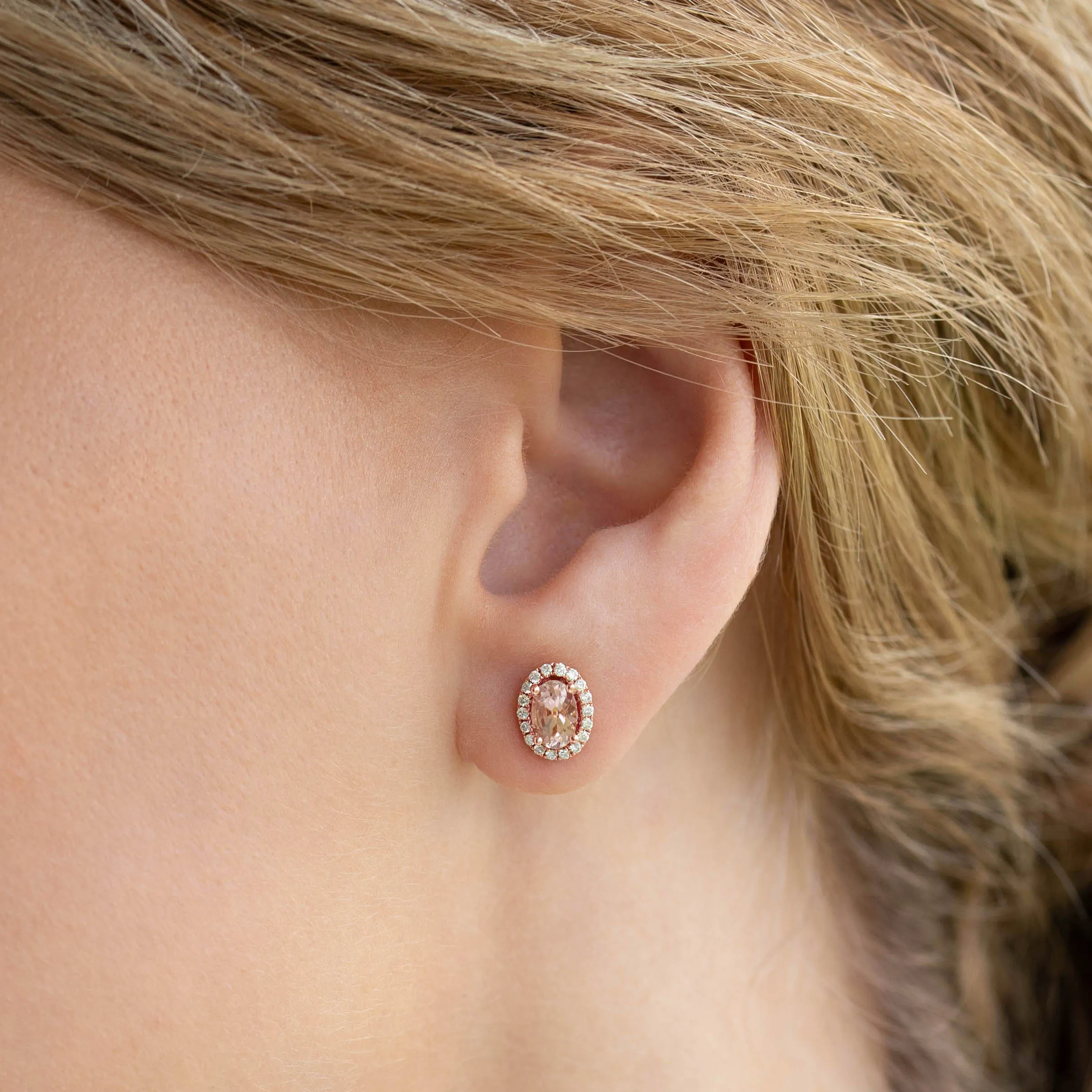 Morganite Halo Stud Earrings Rose Gold - Marzia sold by Linjer product image thumbnail 3