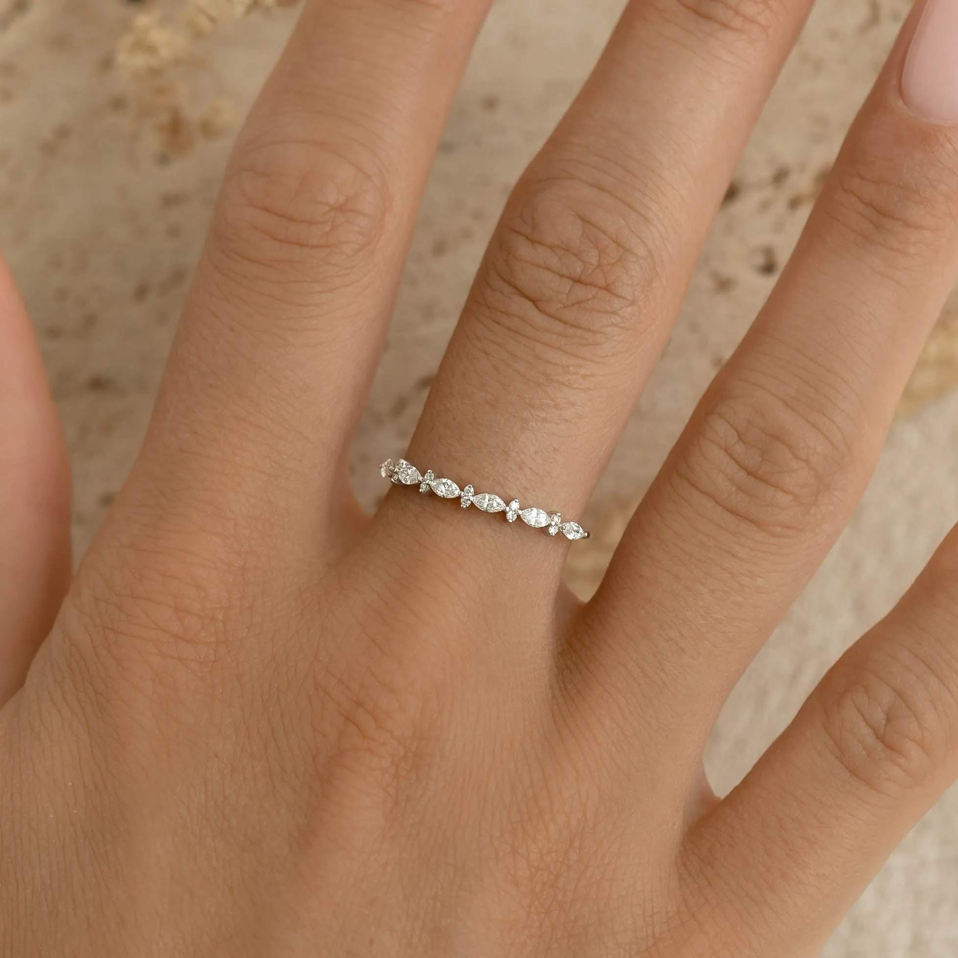 Marquise and Round Diamond Ring White Gold - Anjeli sold by Linjer product image thumbnail 3