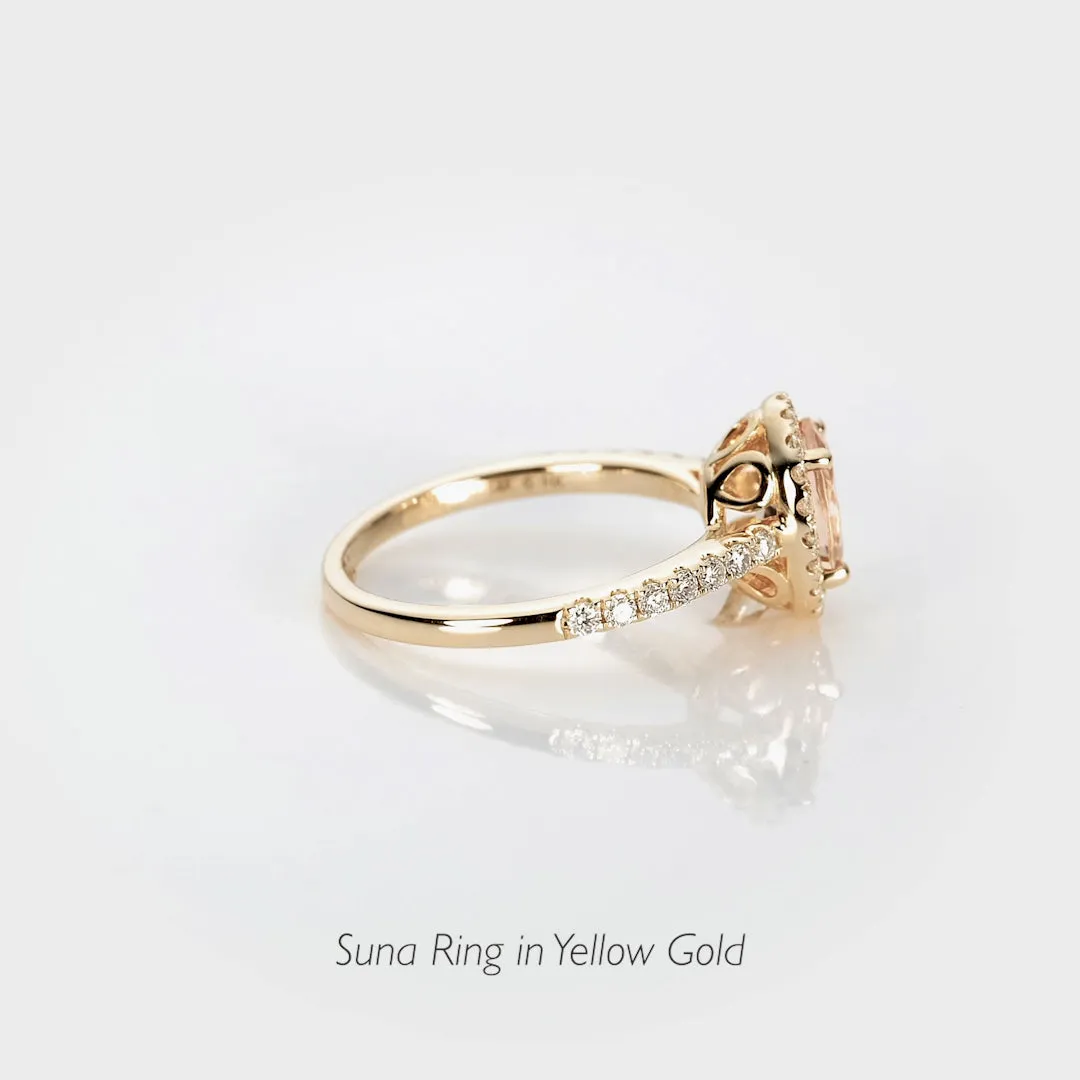 Oval Morganite Halo Ring Rose Gold - Suna sold by Linjer product image thumbnail 5