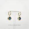 London Blue Topaz and Diamond Halo Drop Earrings Rose Gold - Elvira sold by Linjer
