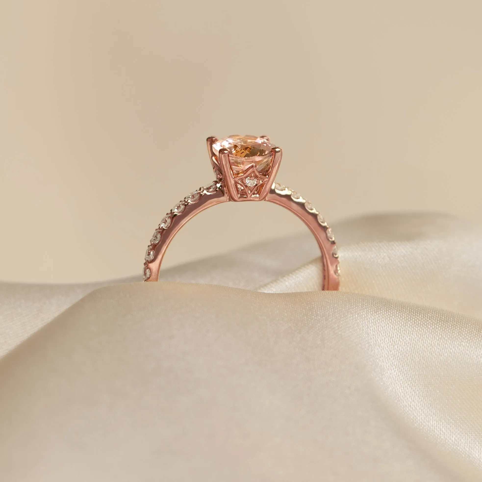 Oval Morganite and Diamond Ring Rose Gold - Minette sold by Linjer product image thumbnail 4