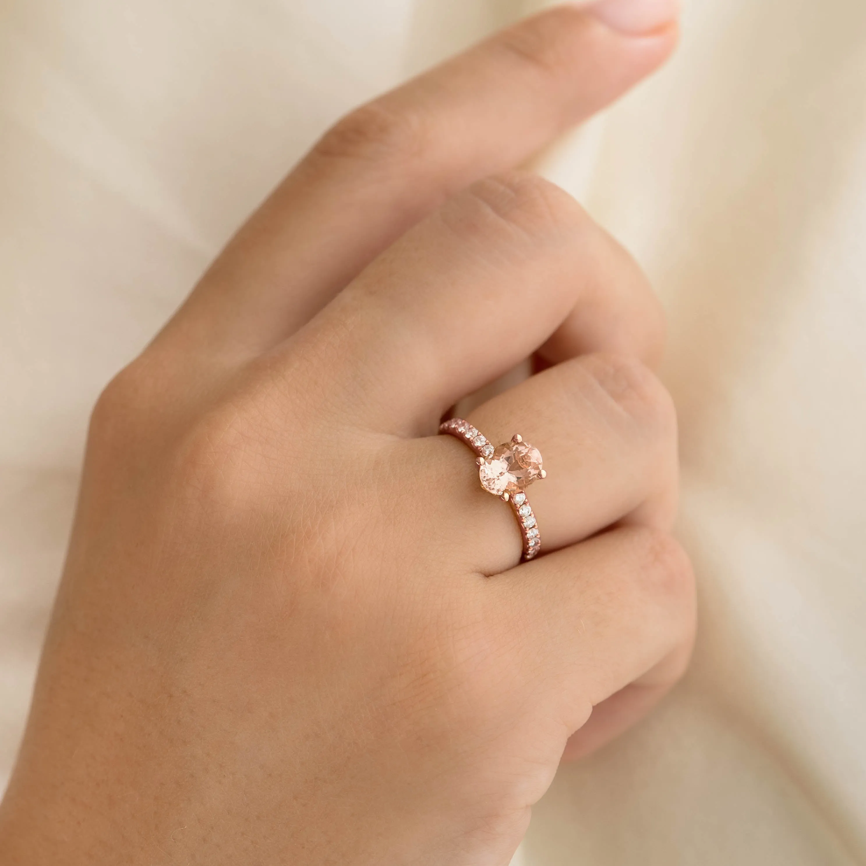 Oval Morganite and Diamond Ring Rose Gold - Minette sold by Linjer product image thumbnail 2