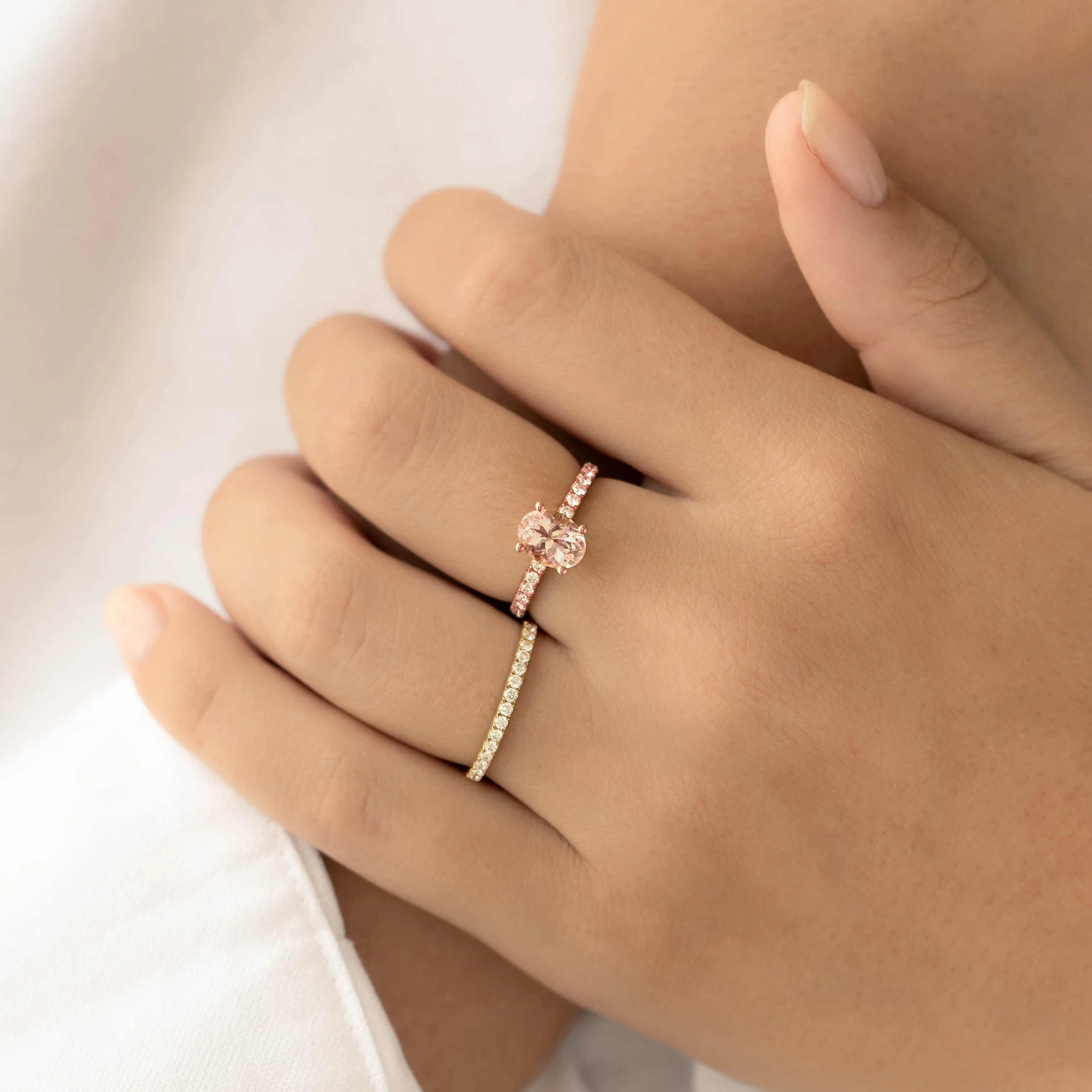 Oval Morganite and Diamond Ring Rose Gold - Minette sold by Linjer product image thumbnail 5
