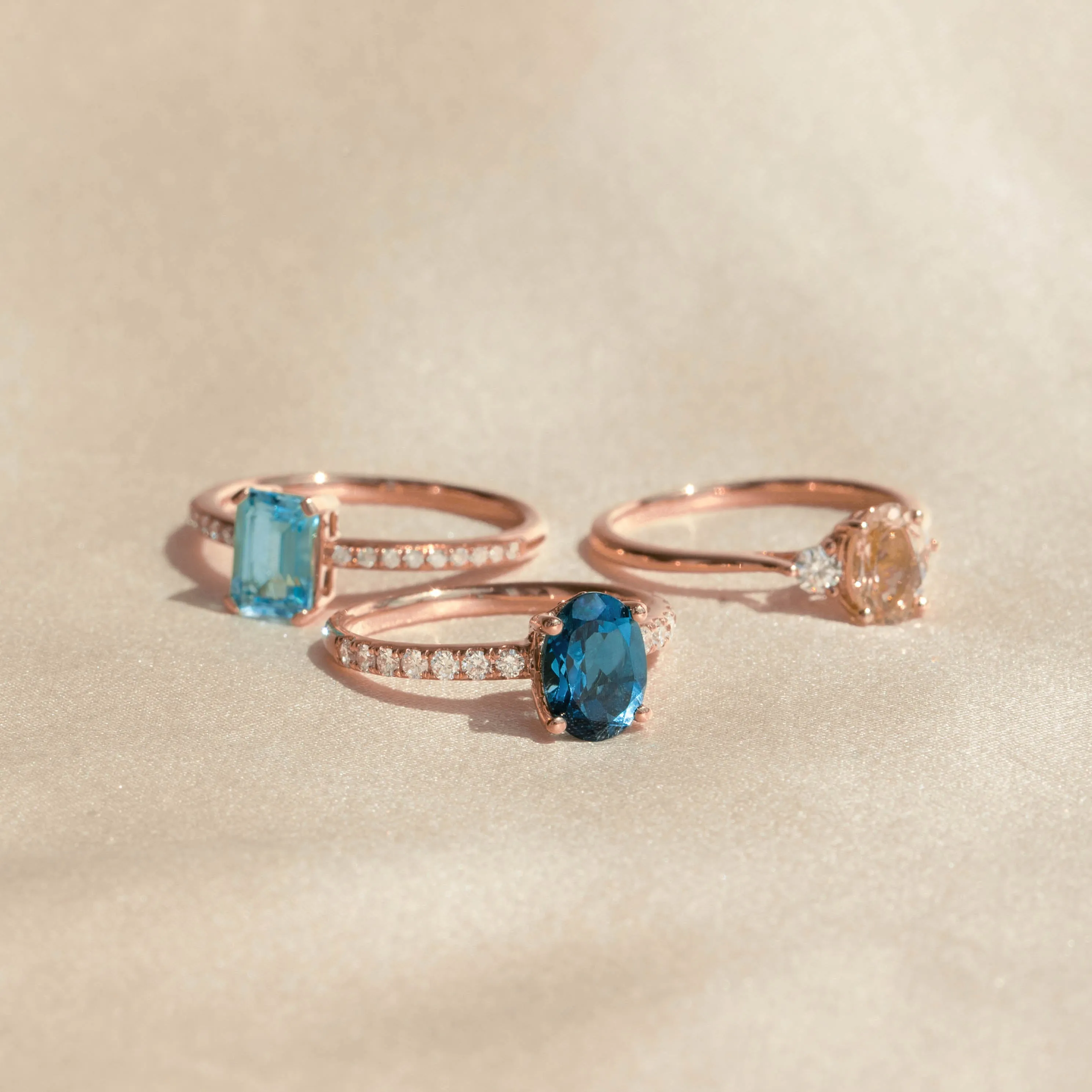 Oval London Blue Topaz and Diamond Ring Rose Gold - Minette sold by Linjer product image thumbnail 5