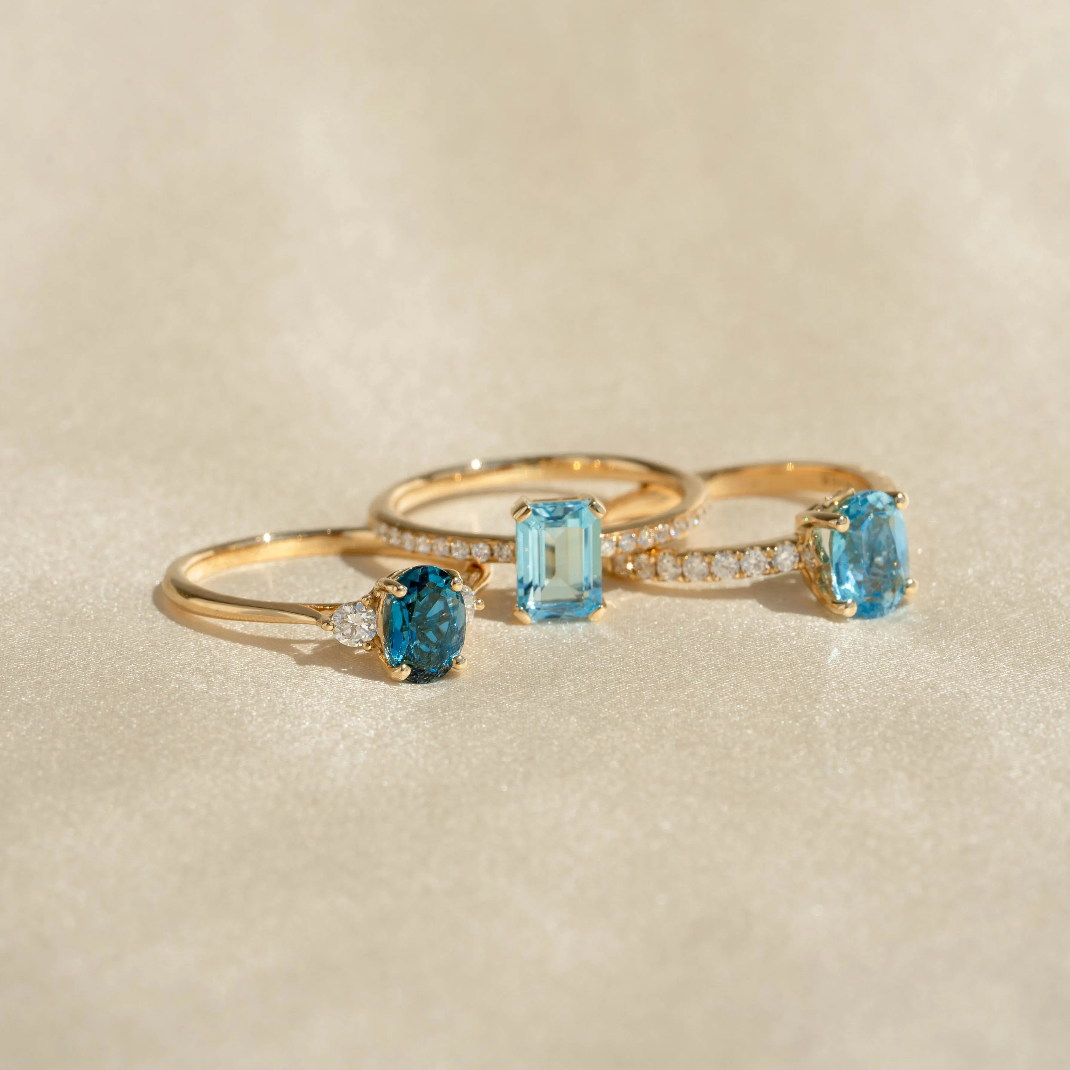 Oval Swiss Blue Topaz and Diamond Ring 14k Gold - Minette sold by Linjer product image thumbnail 5