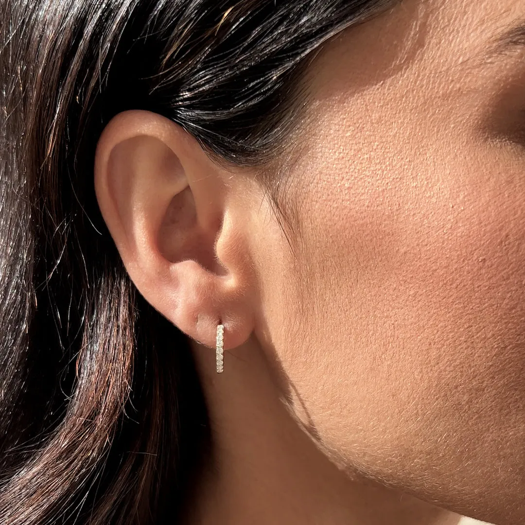 Pave Diamond Huggie Earrings 14k Gold - Oceane sold by Linjer product image thumbnail 4