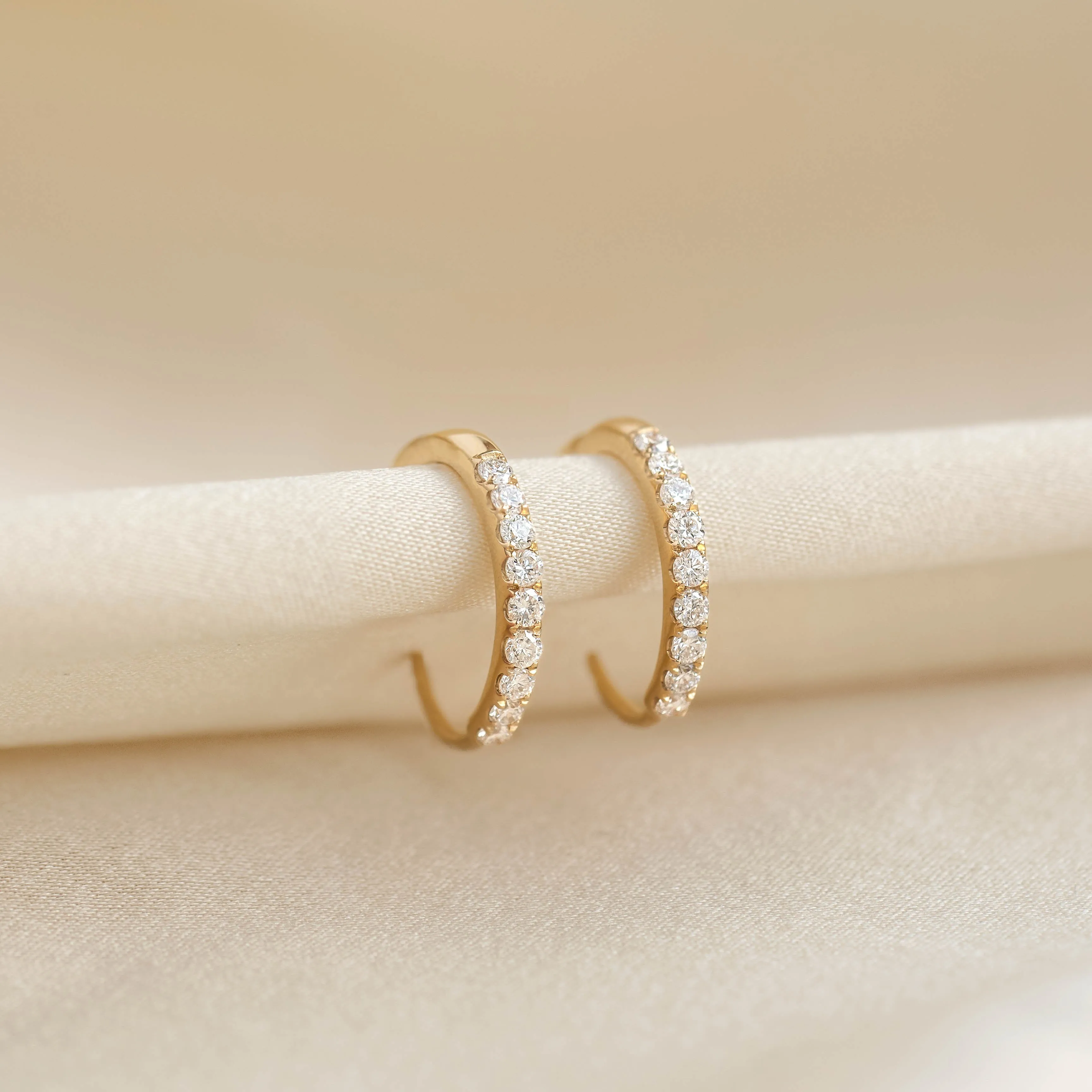 Pave Diamond Huggie Earrings 14k Gold - Oceane sold by Linjer product image thumbnail 2
