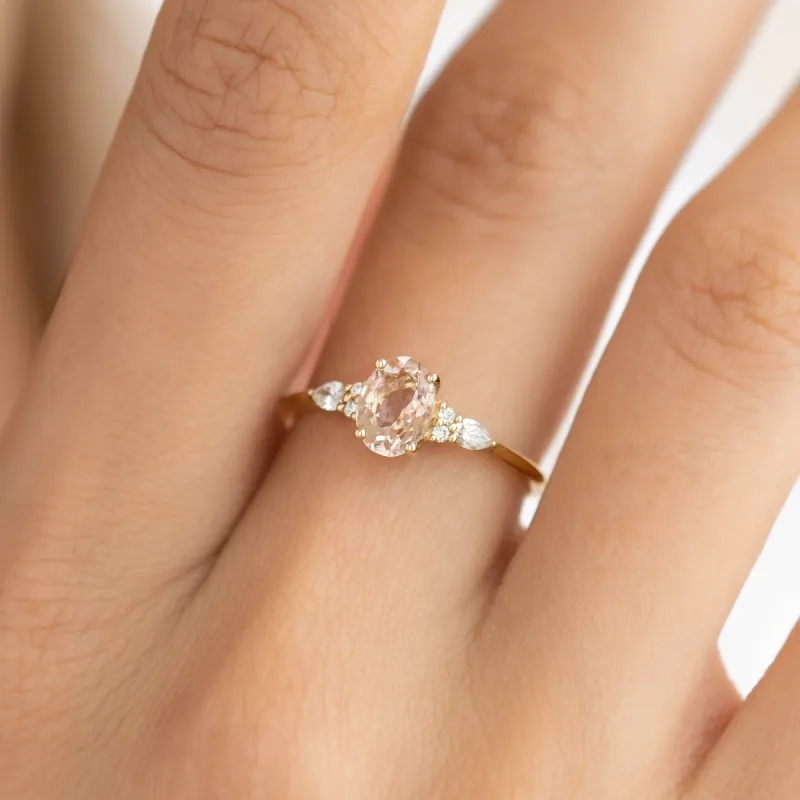 Morganite and Diamond Ring 14k Gold - Rochelle sold by Linjer
