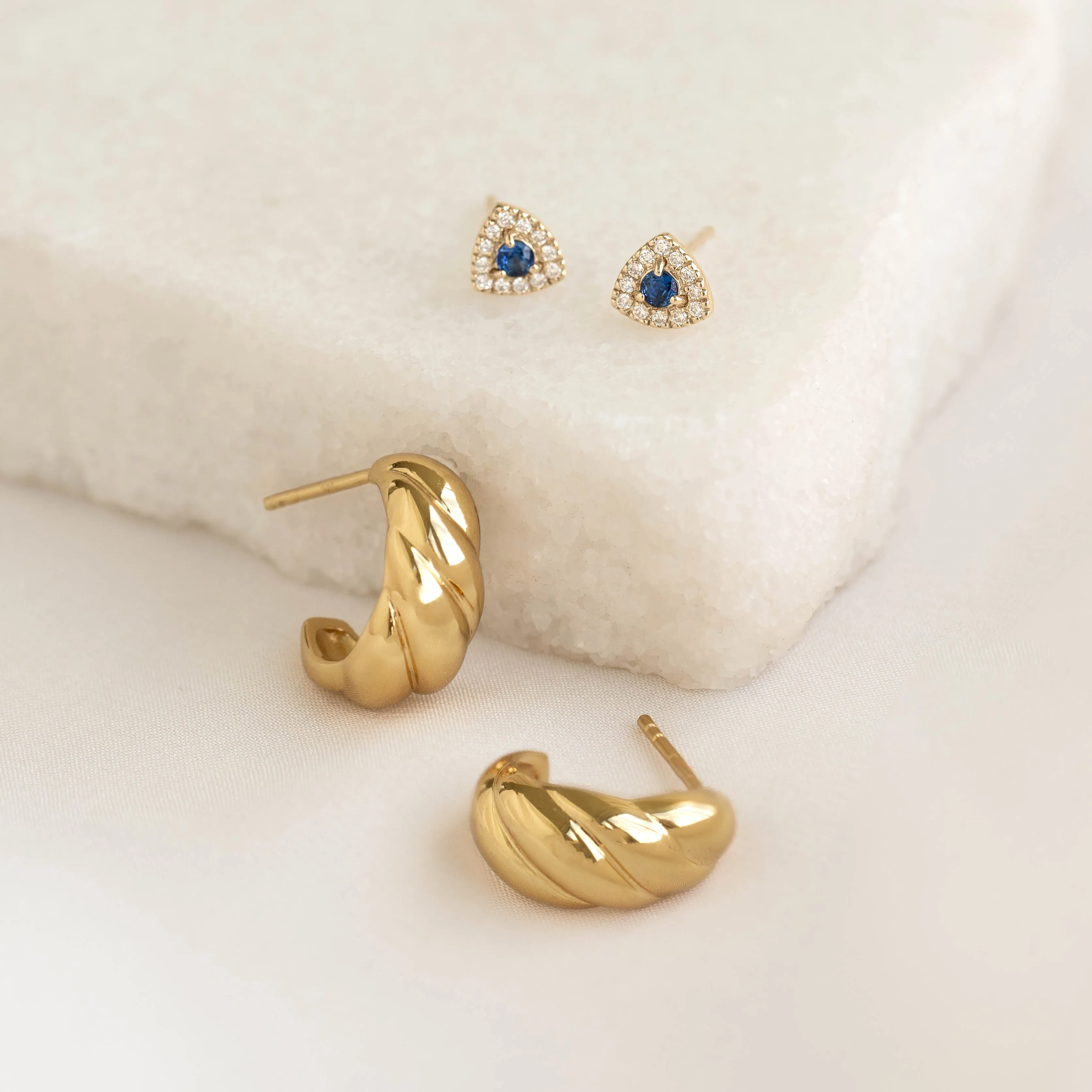 Sapphire and Diamond Stud Earrings - Marika sold by Linjer product image thumbnail 4