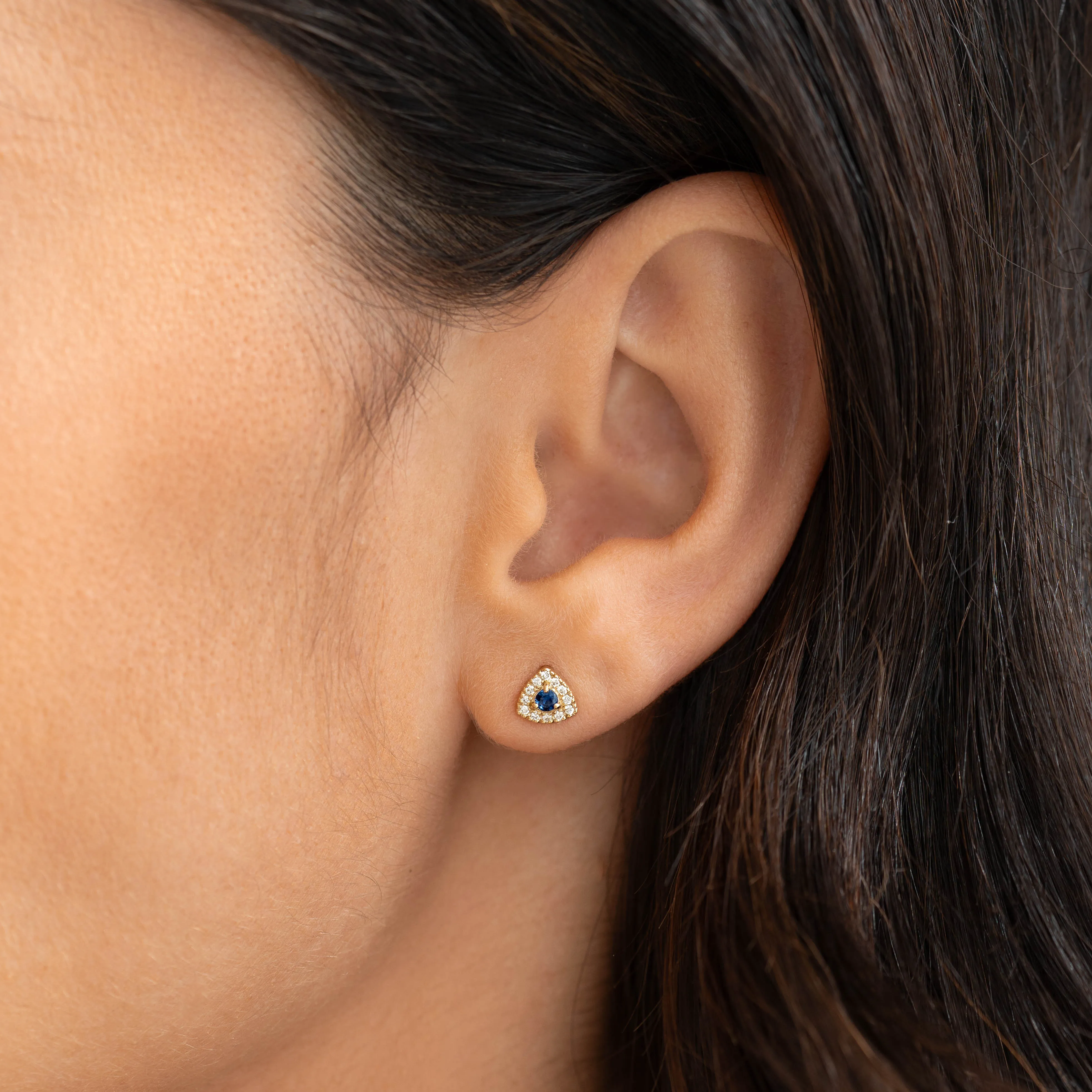 Sapphire and Diamond Stud Earrings - Marika sold by Linjer product image thumbnail 2