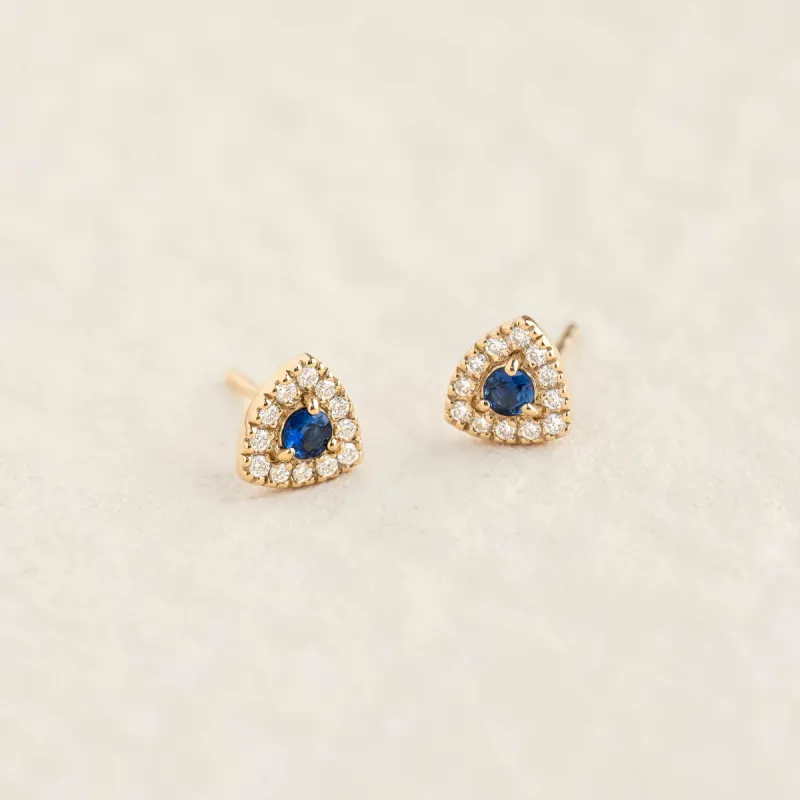 Sapphire and Diamond Stud Earrings - Marika sold by Linjer