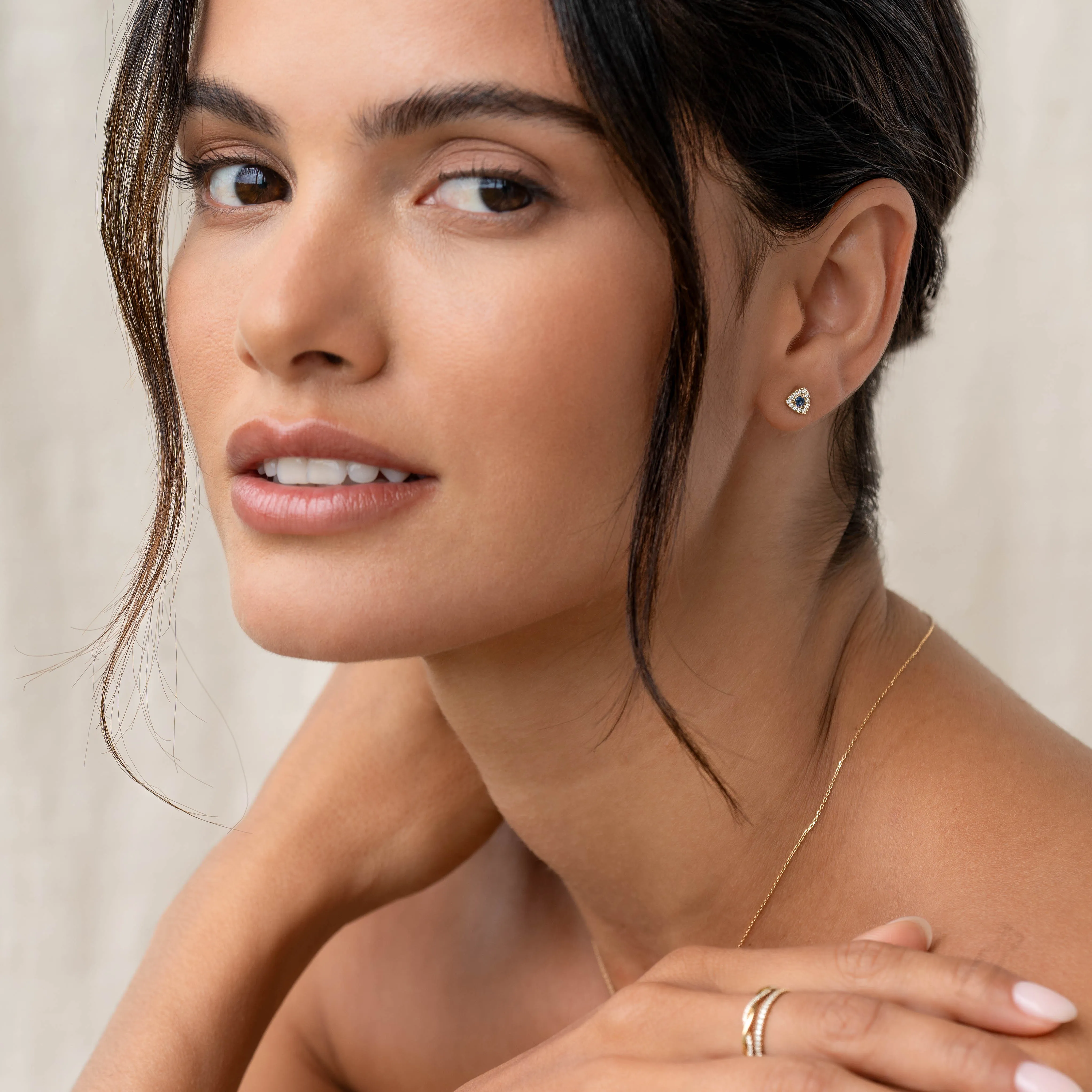 Sapphire and Diamond Stud Earrings - Marika sold by Linjer product image thumbnail 3