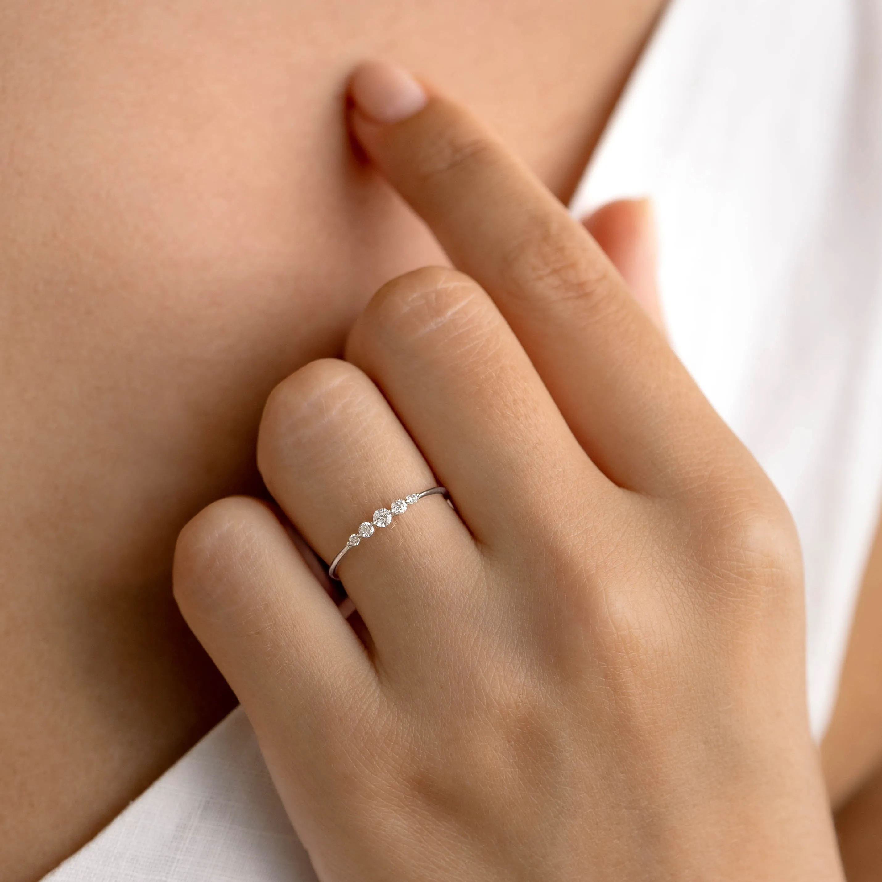 Graduated Diamond Ring White Gold - Dahlia sold by Linjer product image thumbnail 5