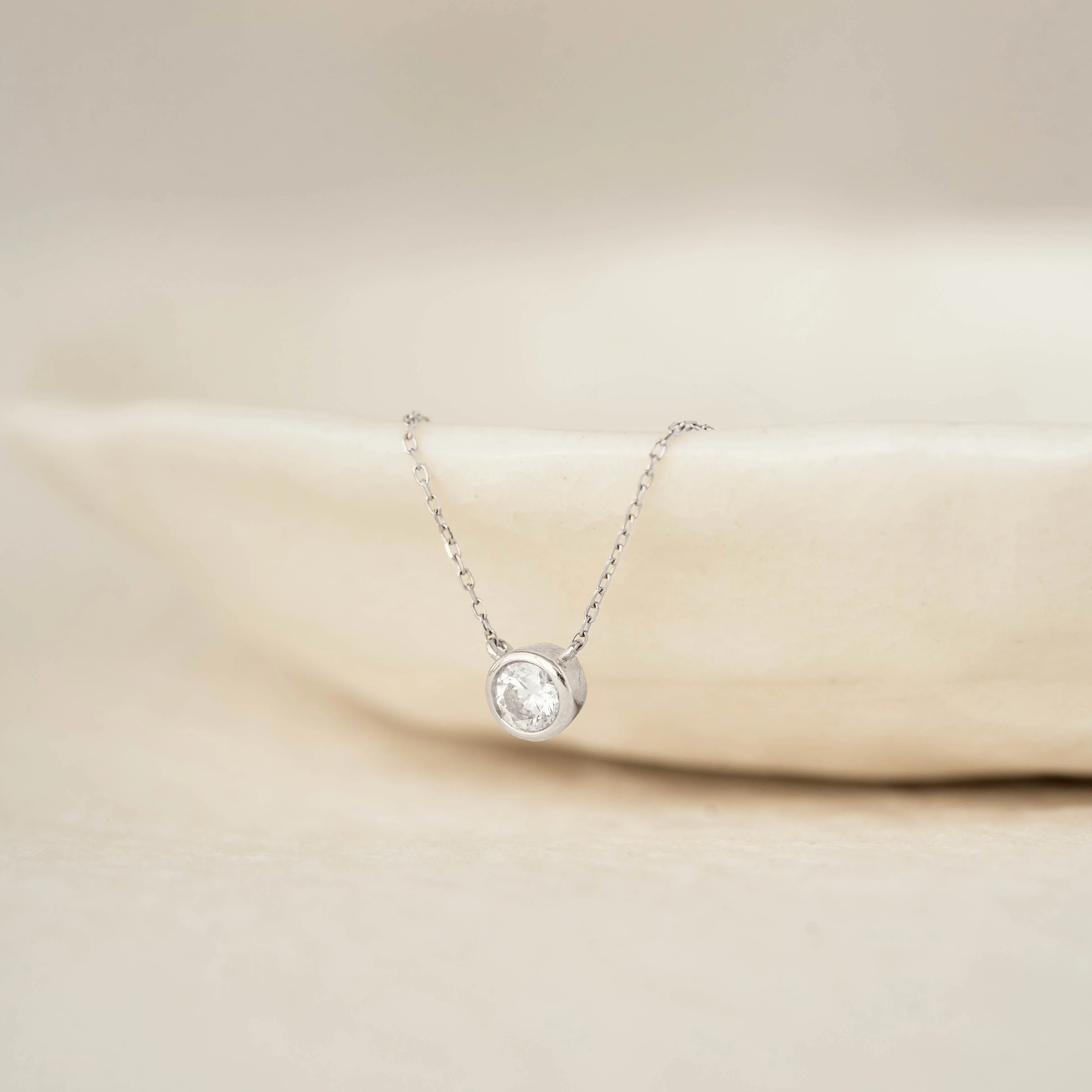 Bezel Set Diamond Necklace 4mm White Gold - Ulla sold by Linjer product image thumbnail 2