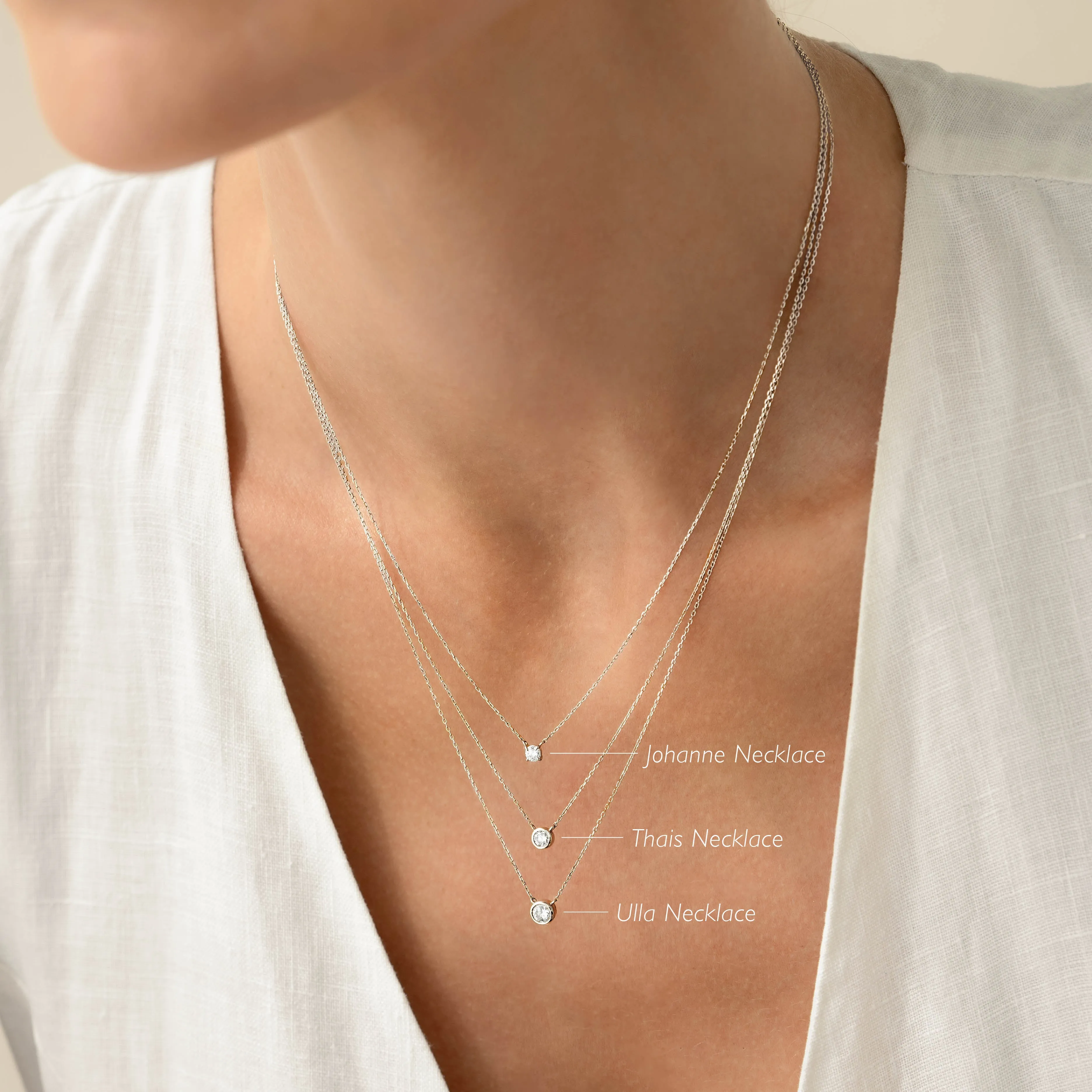 Bezel Set Diamond Necklace 4mm White Gold - Ulla sold by Linjer product image thumbnail 4