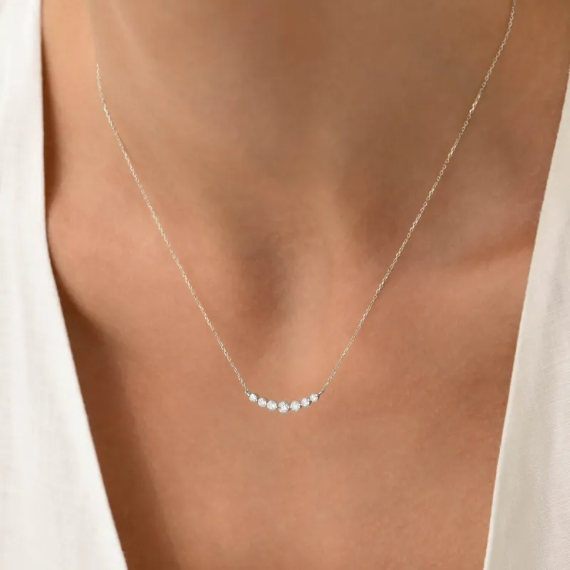 Graduated Diamond Necklace White Gold - Caterina sold by Linjer